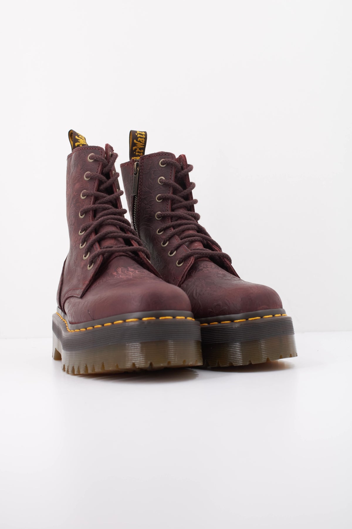 DR. MARTENS JADON EMBOSS FLORAL en color BURDEOS (2)