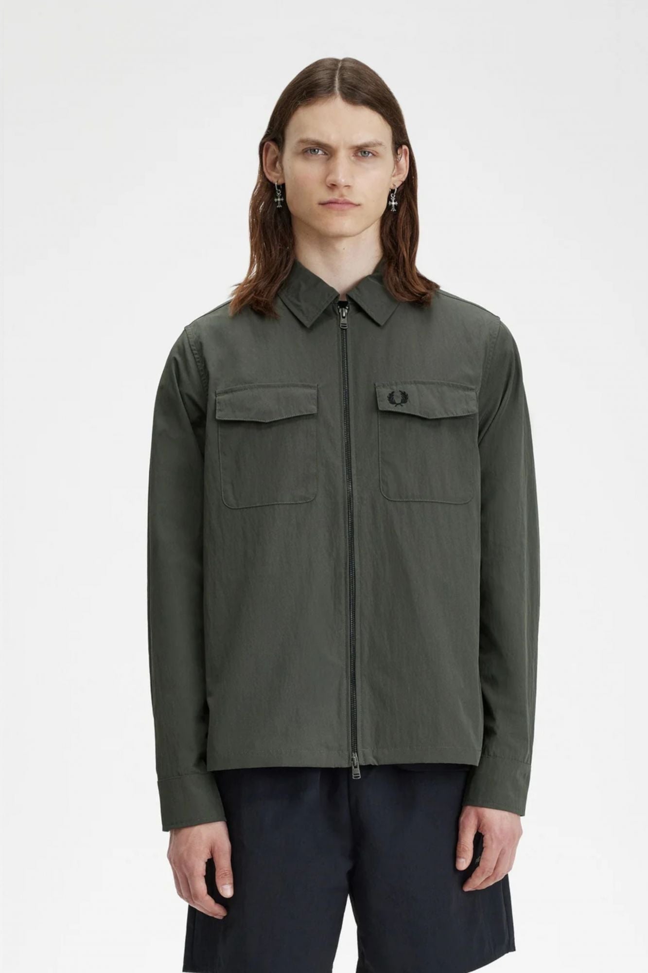 FRED PERRY ZIP THROUGH OVERSHIRT en color VERDE (1)