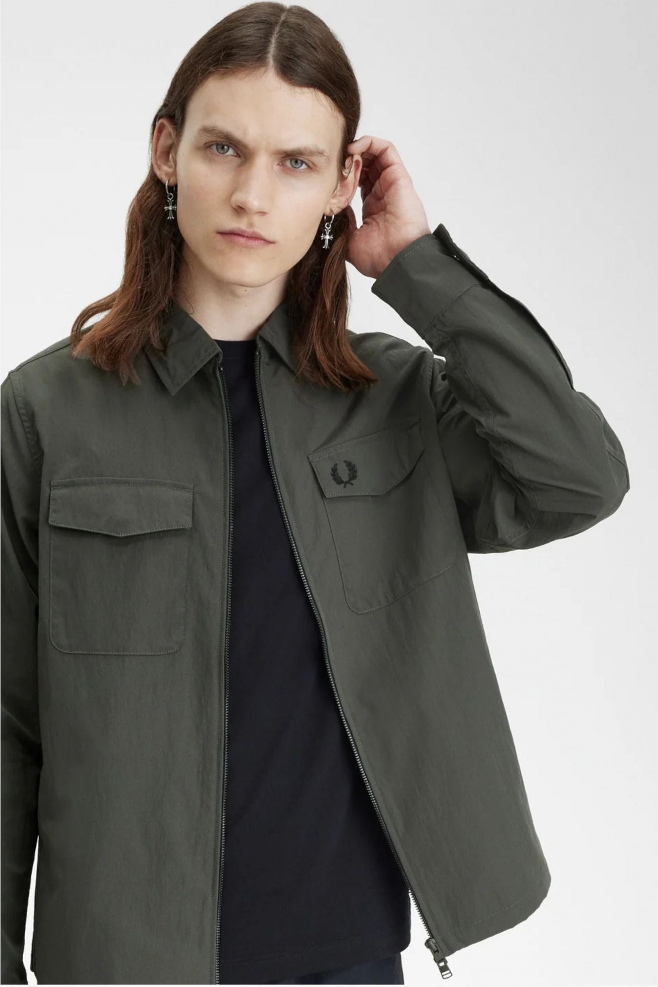 FRED PERRY ZIP THROUGH OVERSHIRT en color VERDE (3)