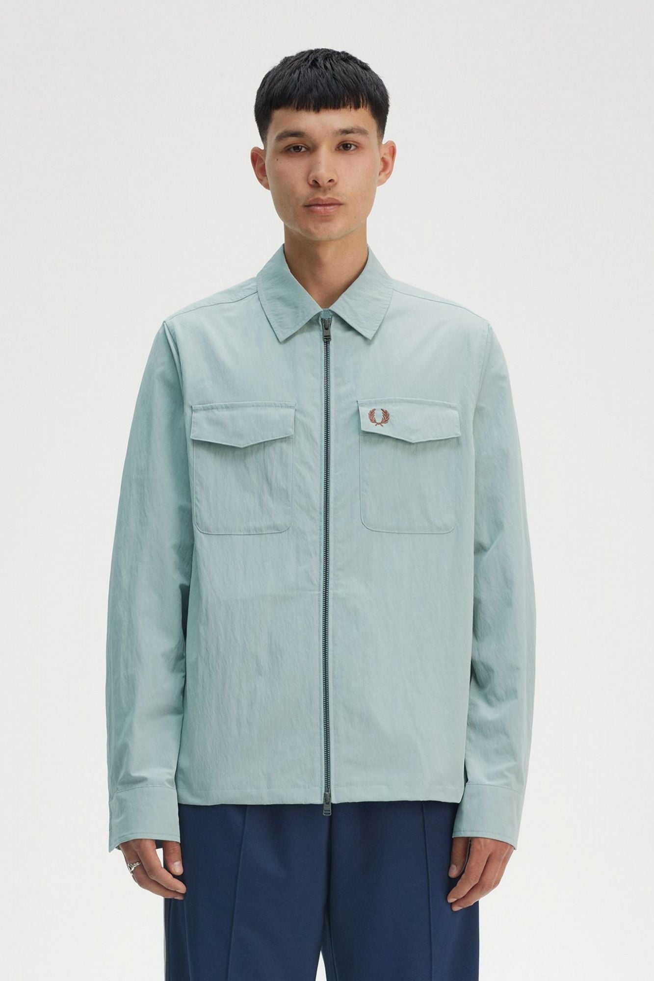 FRED PERRY ZIP THROUGH OVERSHIRT en color AZUL (1)