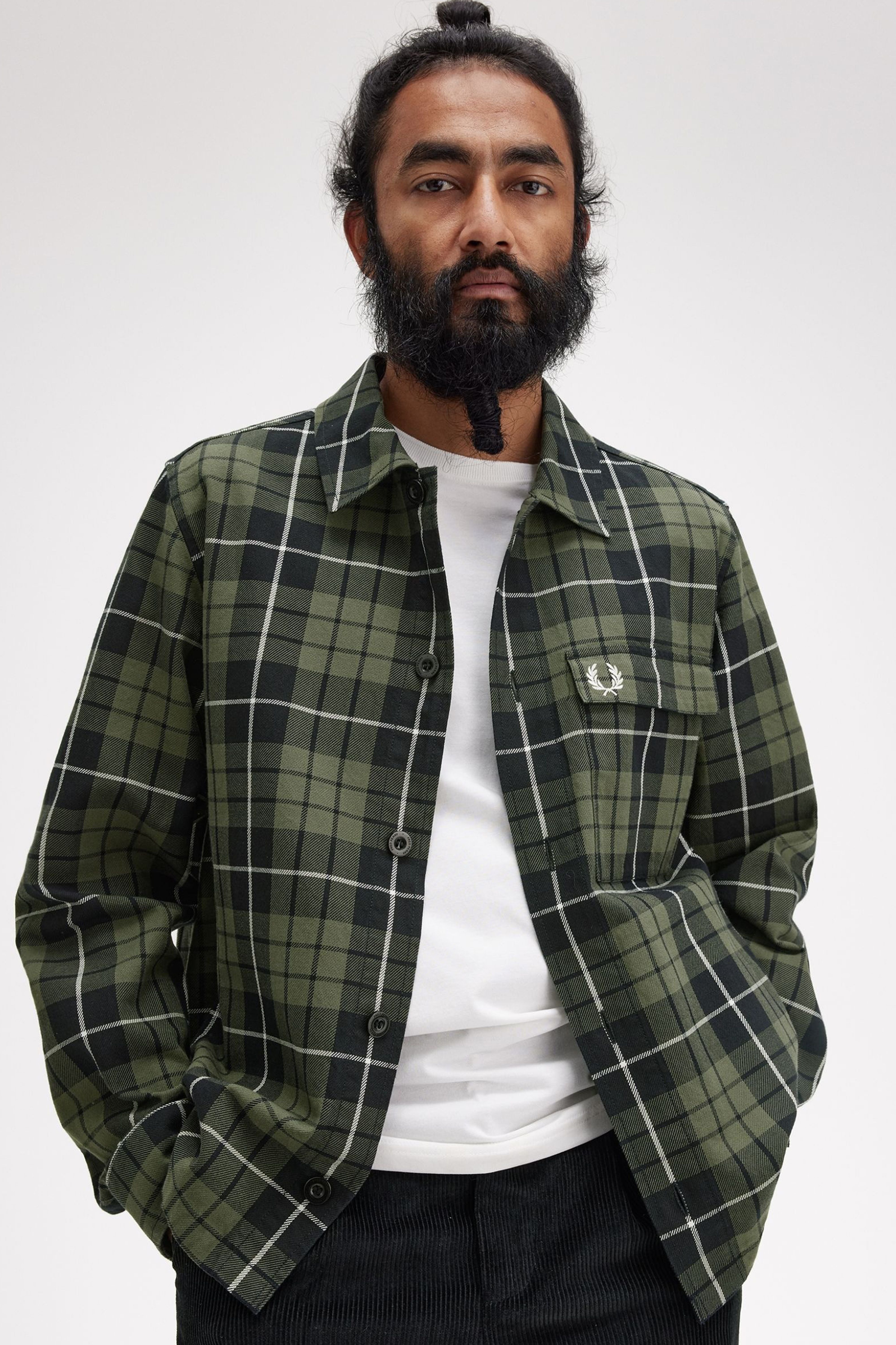FRED PERRY CHECK OVERSHIRT en color VERDE (4)