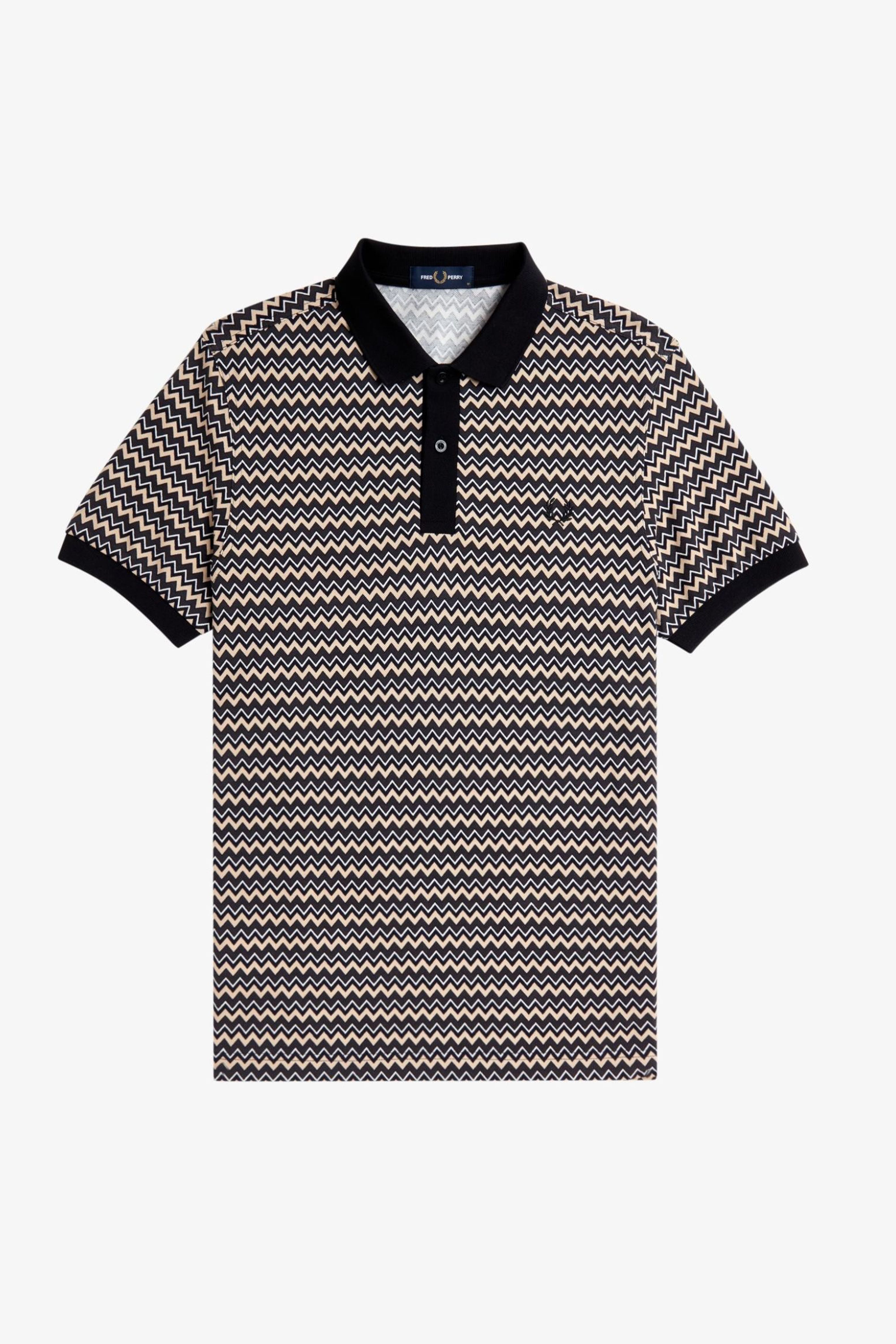 FRED PERRY ZIGZAG PRINT POLO SHIRT en color GRIS (2)