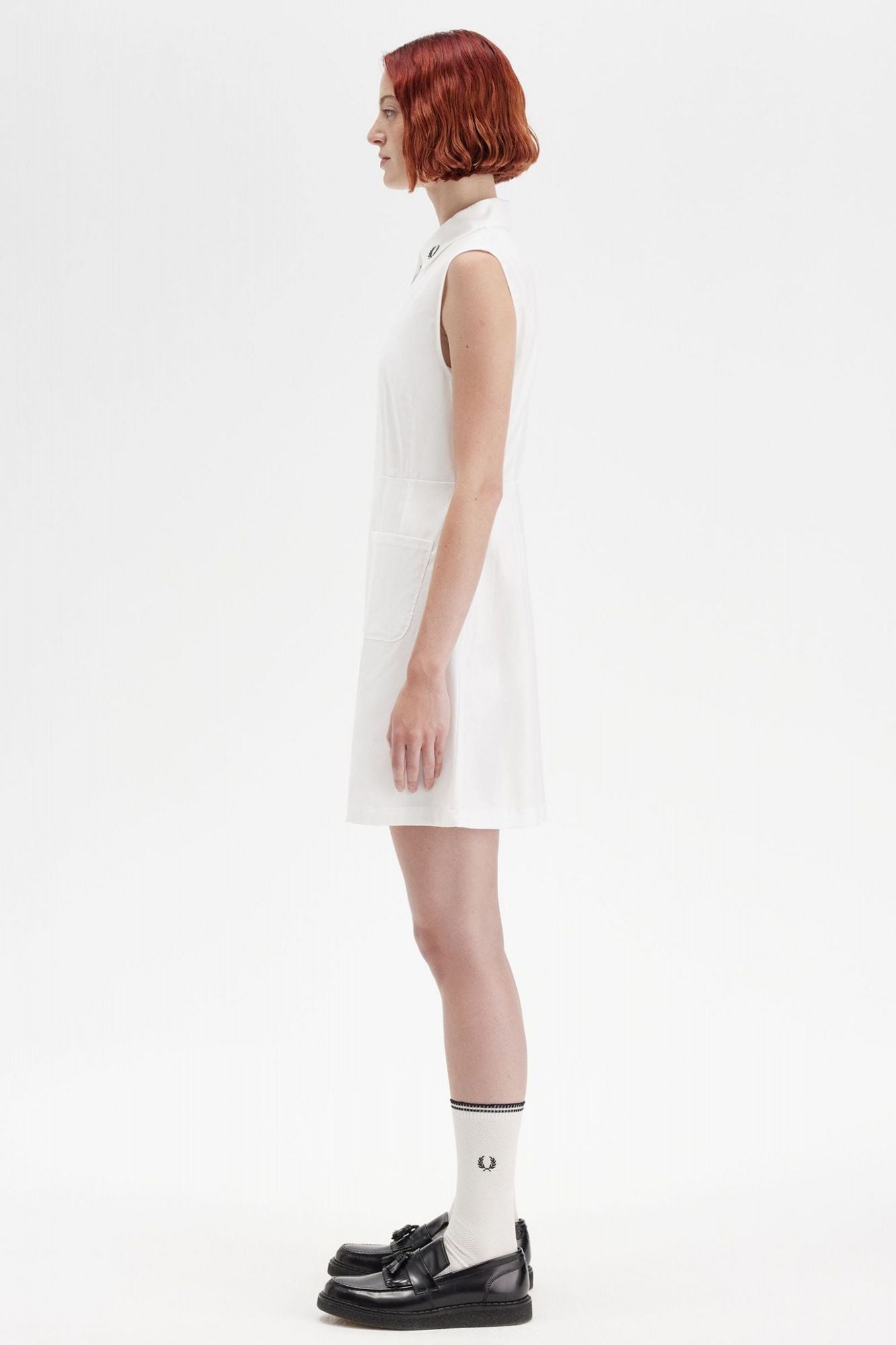 FRED PERRY ZIP-THROUGH SHIRT DRESS en color BLANCO (3)