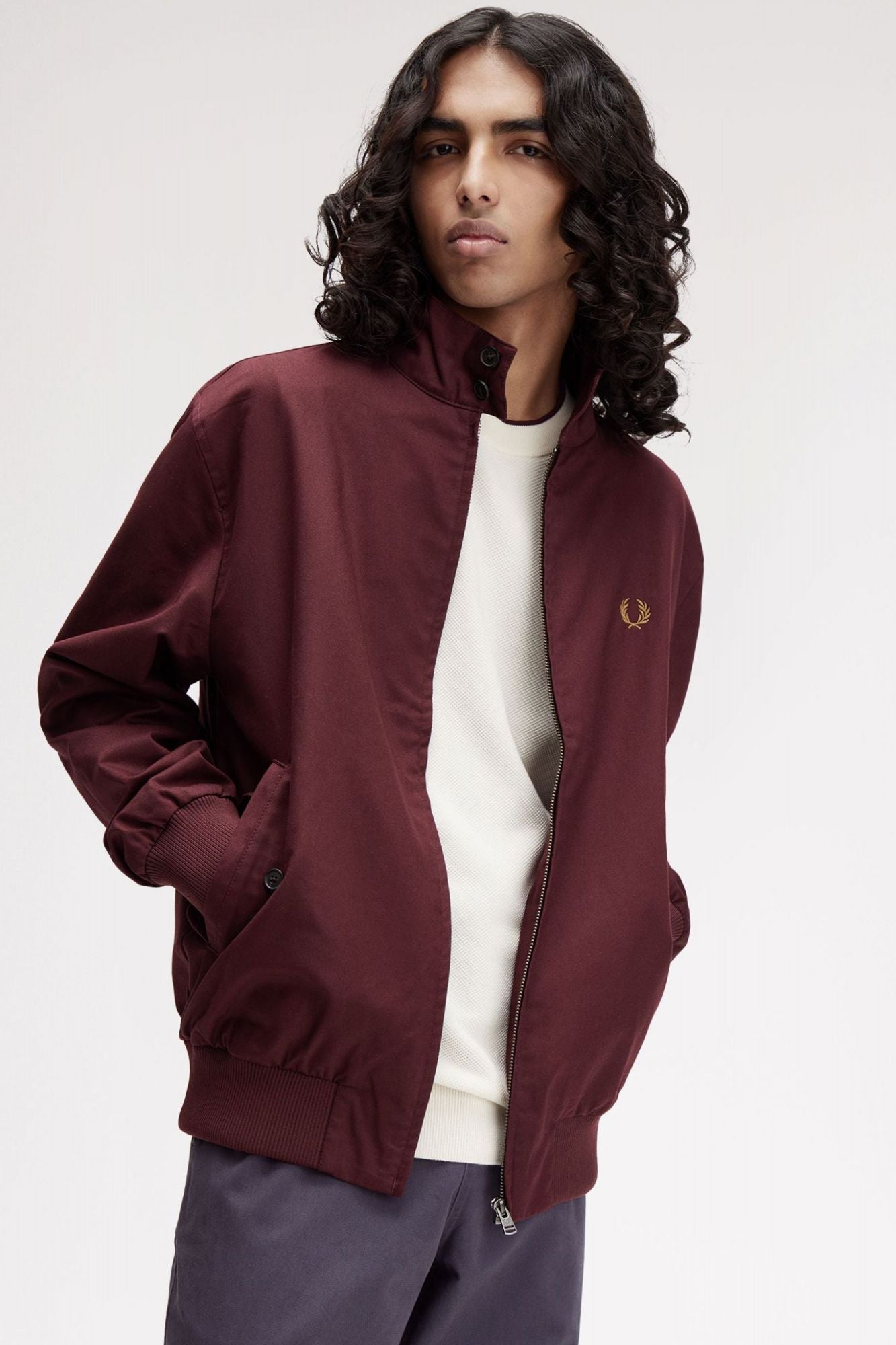 FRED PERRY HARRINGTON JACKET en color BURDEOS (4)