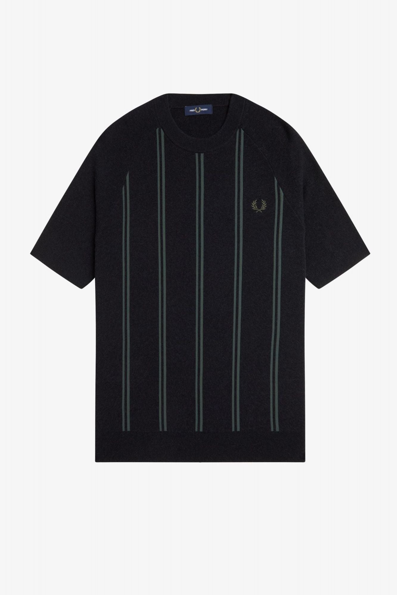 FRED PERRY STRIPE KNITTED T-SHIRT en color NEGRO (2)