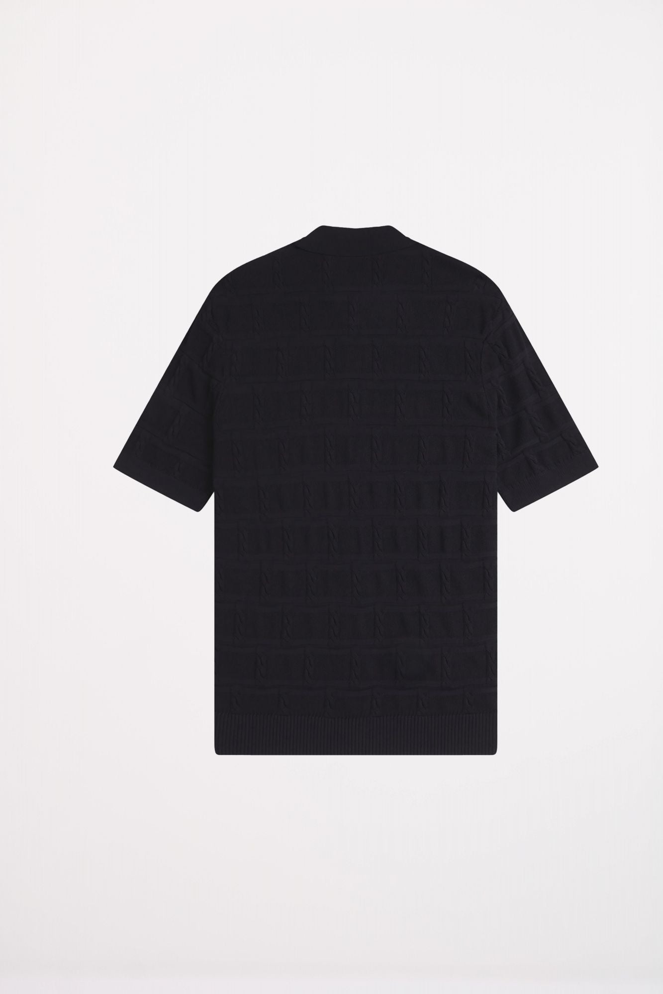 FRED PERRY CABLE DETAIL KNITTED SHIRT en color NEGRO (2)