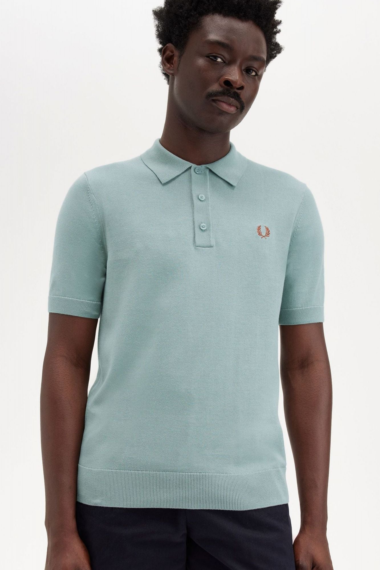 FRED PERRY COTTON KITTED SHIRT en color AZUL (4)