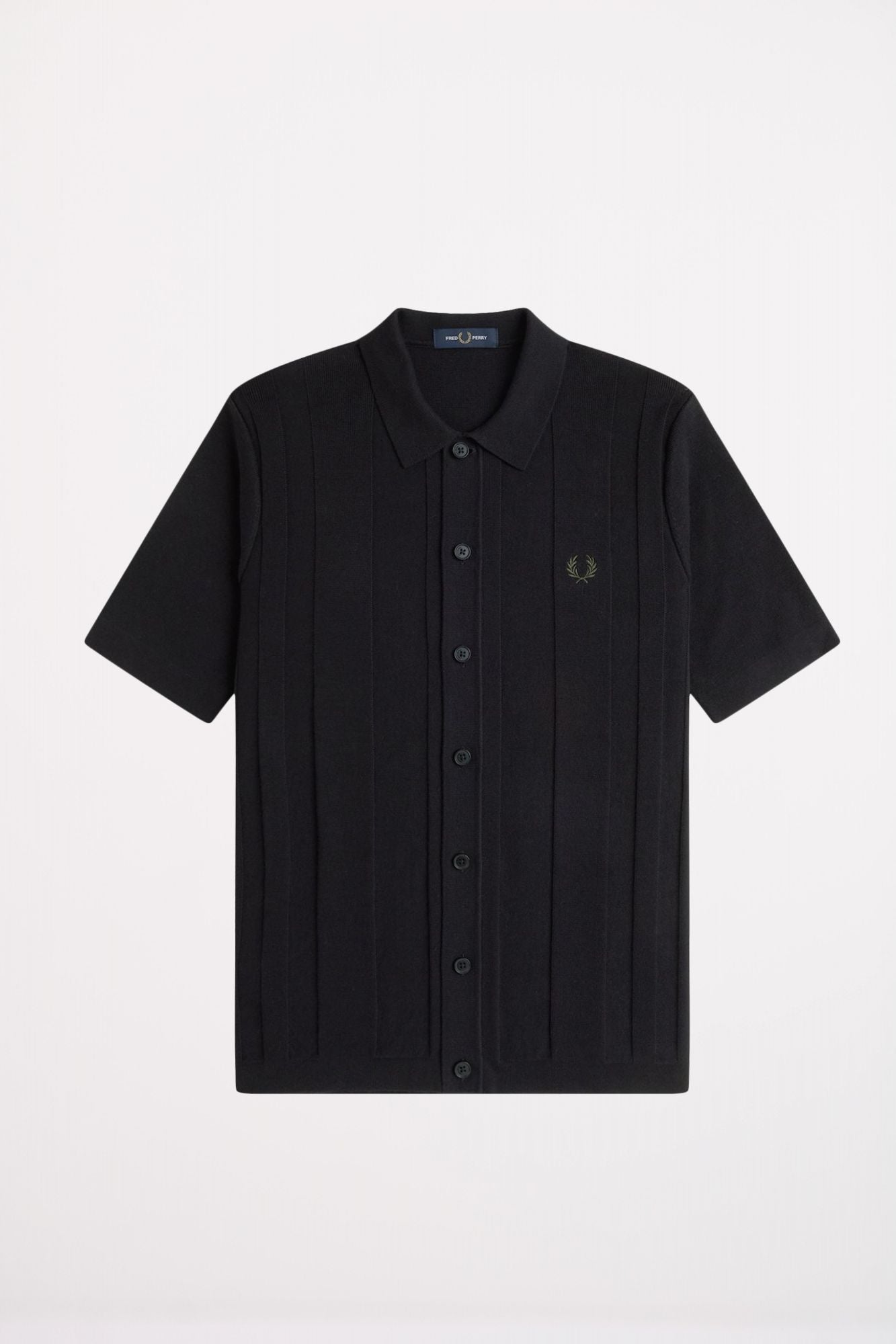FRED PERRY BUTTON THROUGH SS SHIRT en color NEGRO (2)