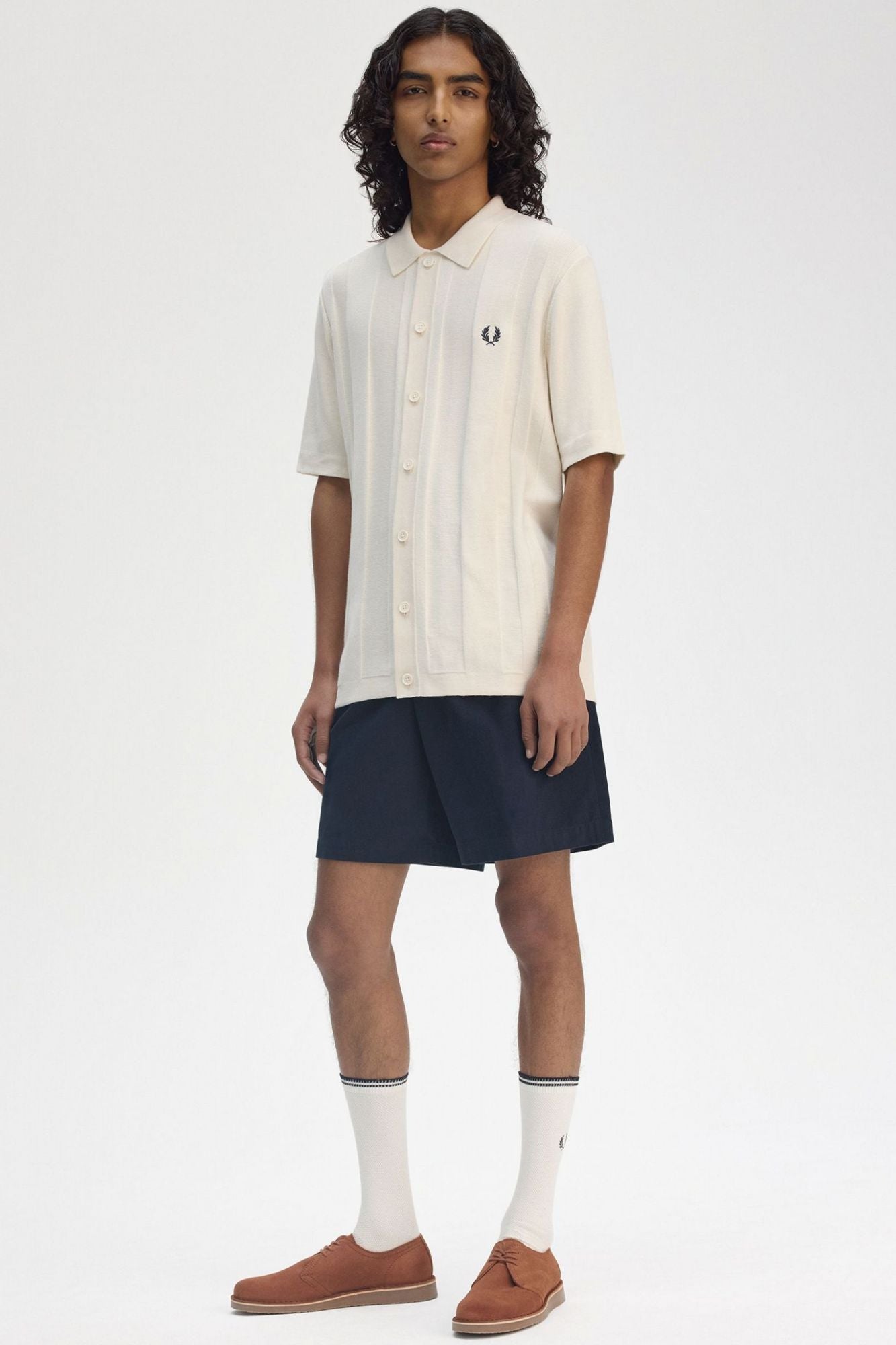 FRED PERRY BUTTON THROUGH SS SHIRT en color BEIS (4)