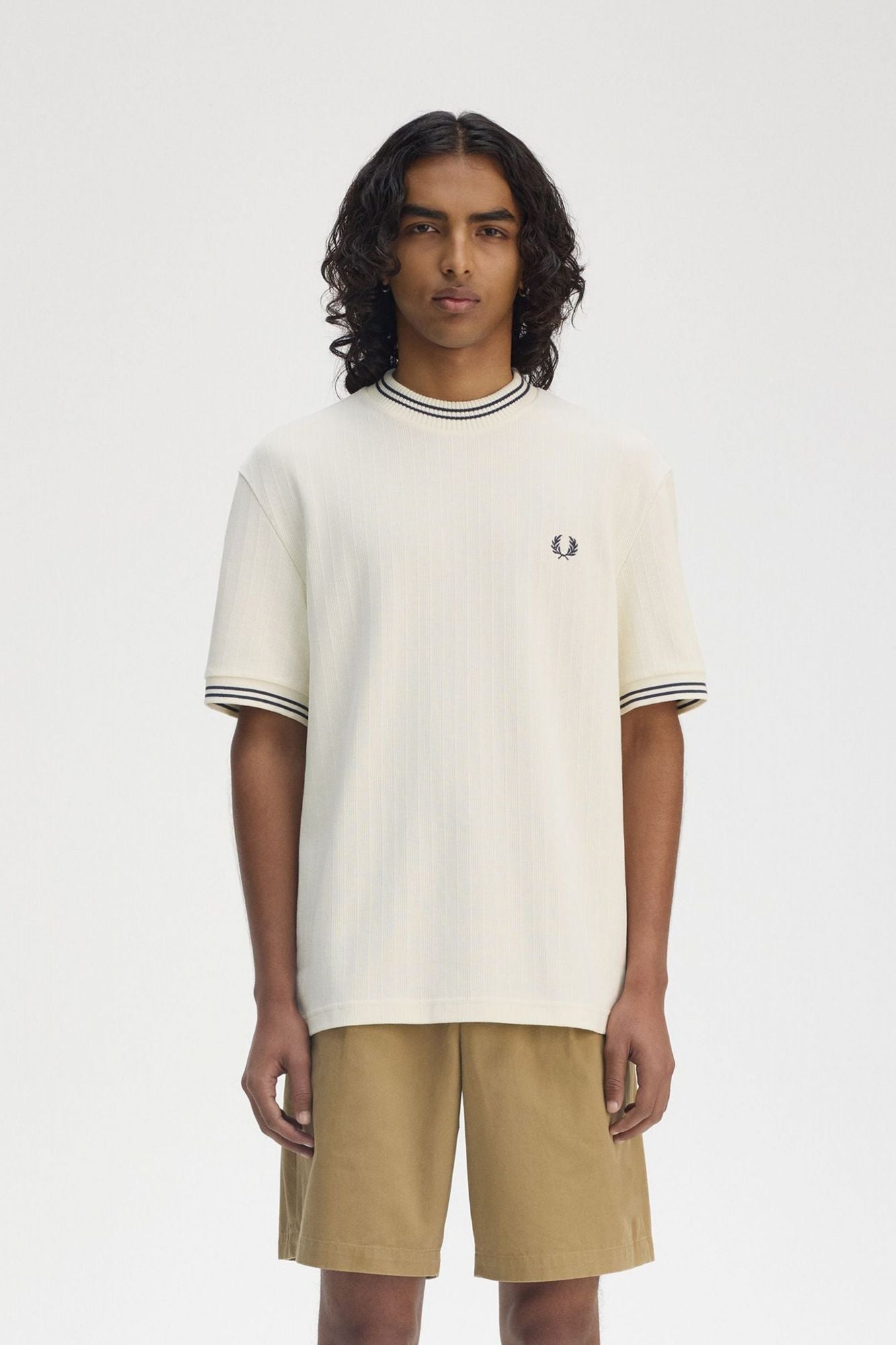 FRED PERRY RIBBED JERSEY T-SHIRT en color BLANCO (1)