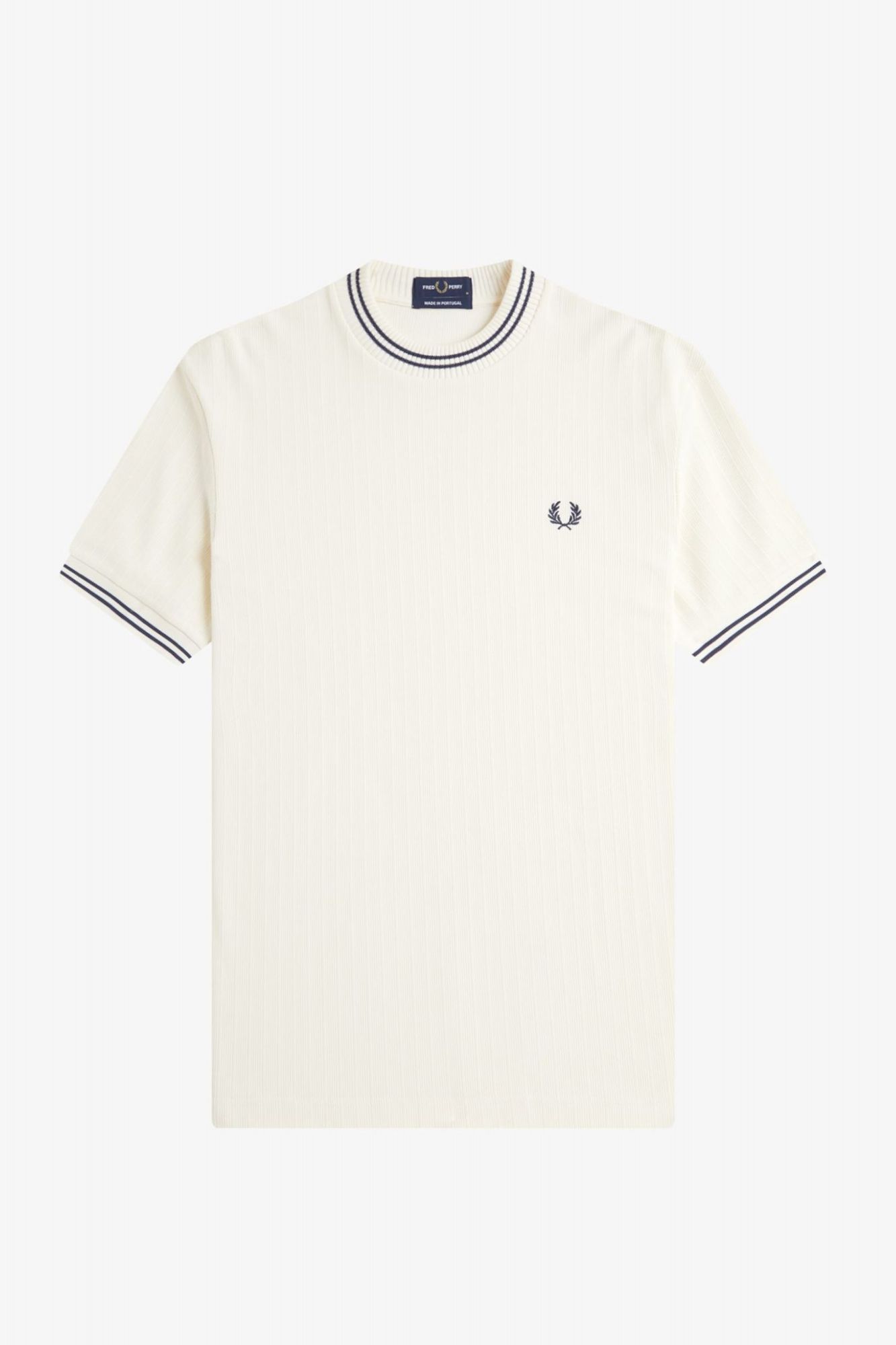 FRED PERRY RIBBED JERSEY T-SHIRT en color BLANCO (2)