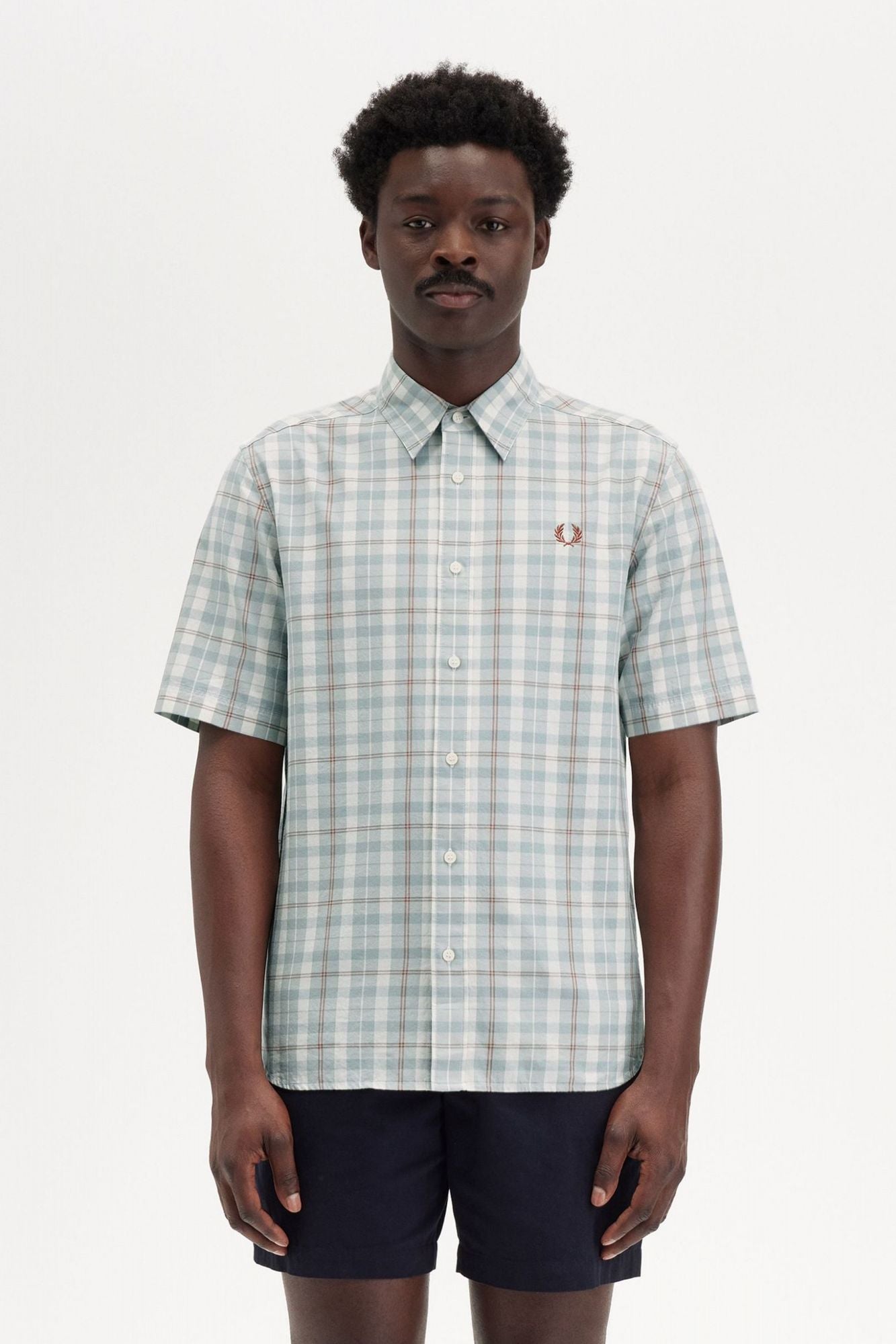 FRED PERRY TWILL TARTAN SHORT SLEEVE S en color VERDE (1)