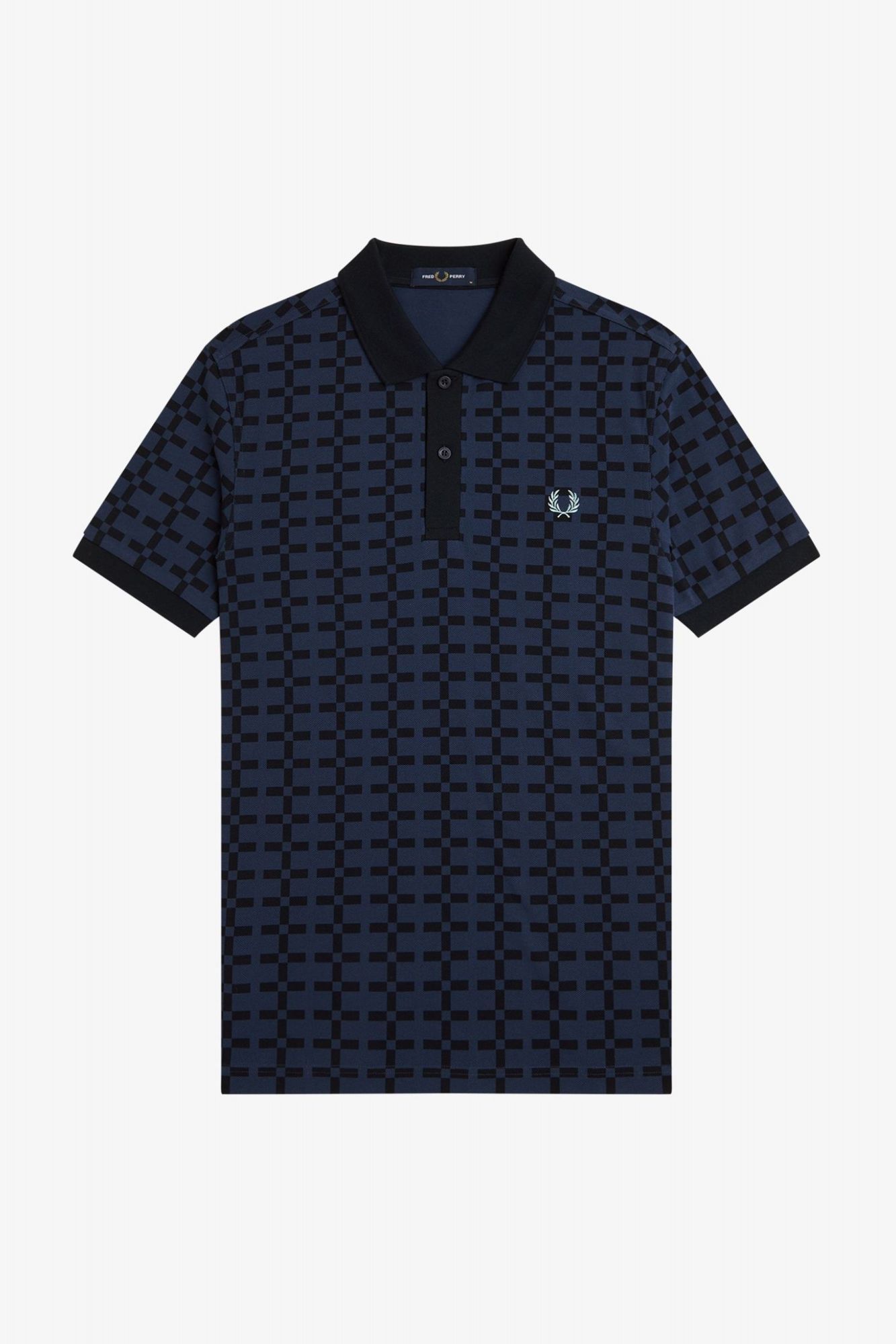 FRED PERRY JACQUARD PRINT POLO SHIRT en color AZUL (2)