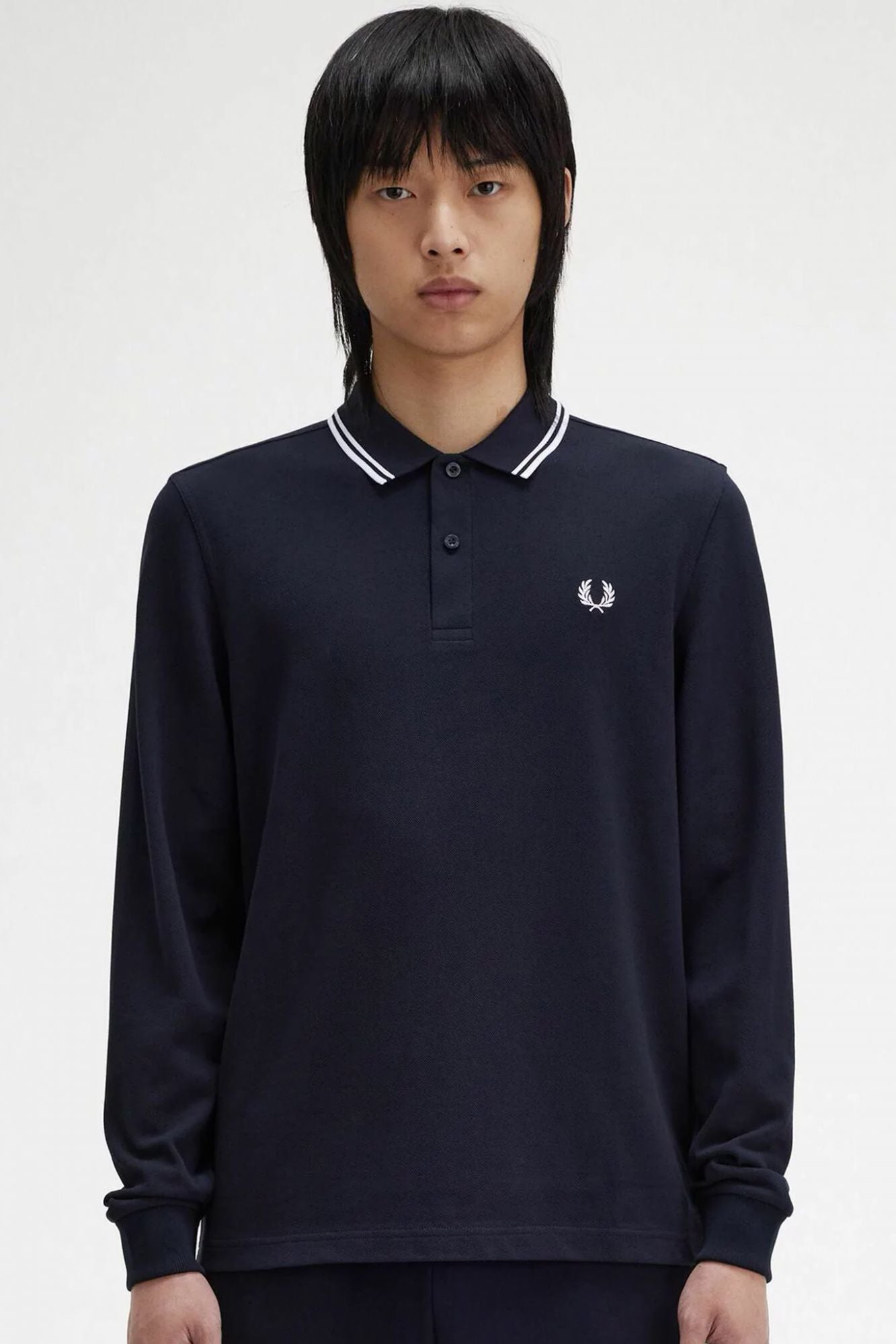 FRED PERRY LS TWIN TIPPED SHIRT en color AZUL (1)