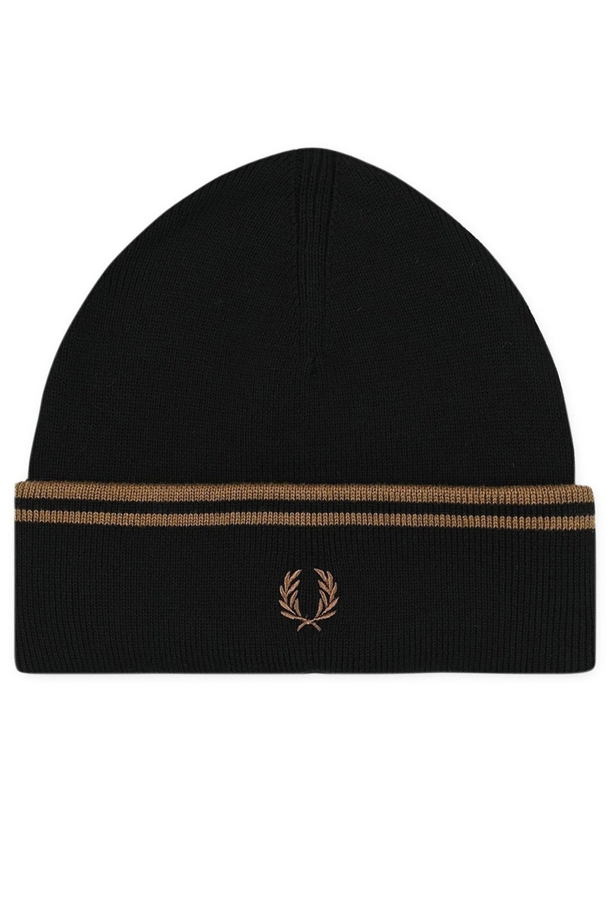 FRED PERRY TWIN TIPPED MERINO WOOL BEANIE en color NEGRO (1)
