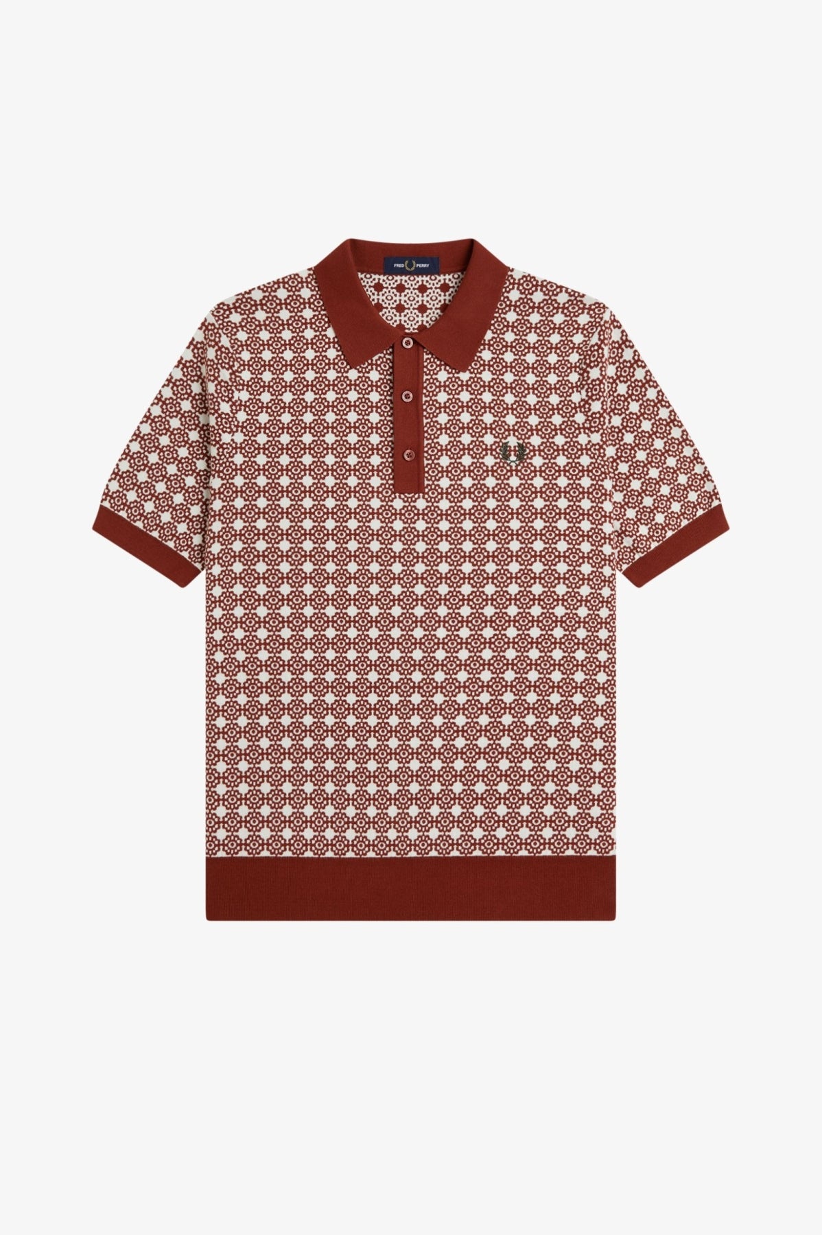 FRED PERRY FLORAL JACQUARD SHIRT K3305FP en color MARRON (4)