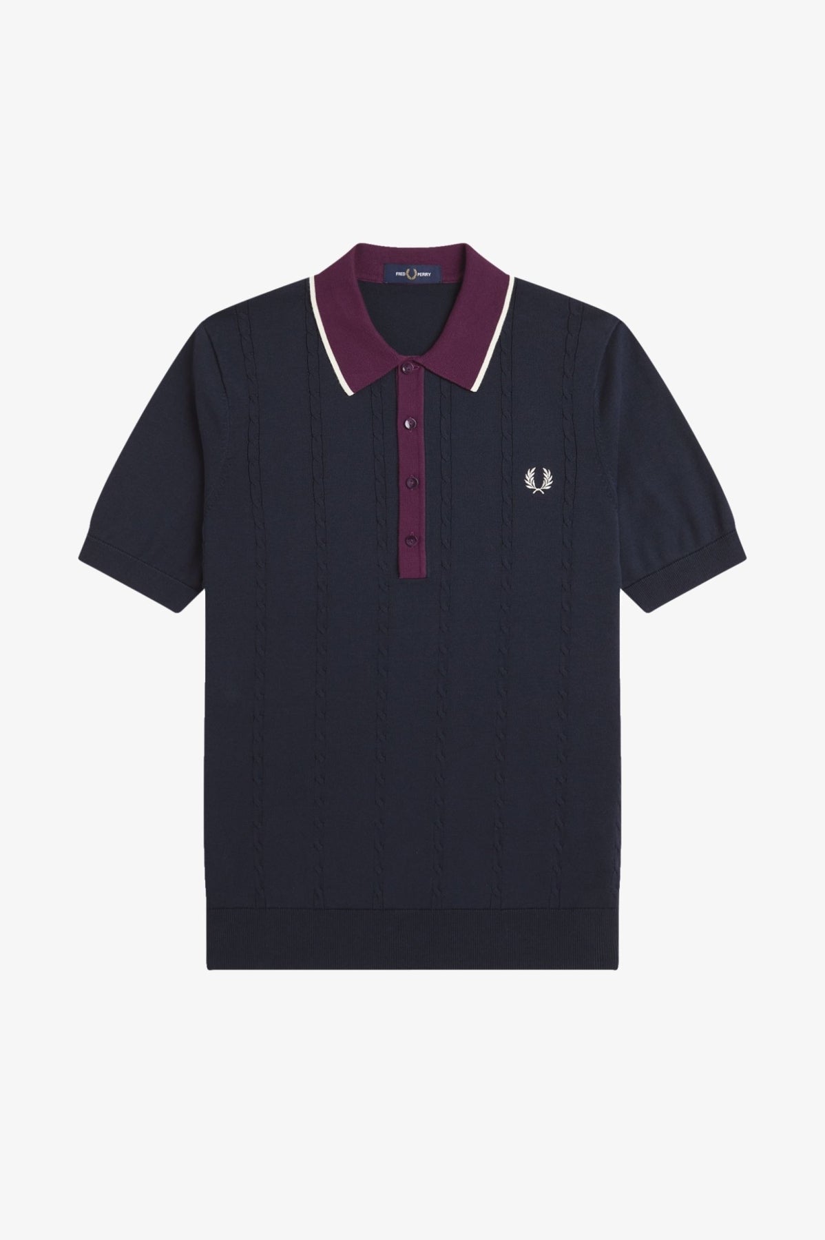 FRED PERRY CABLE KNIT SHIRT en color AZUL (2)