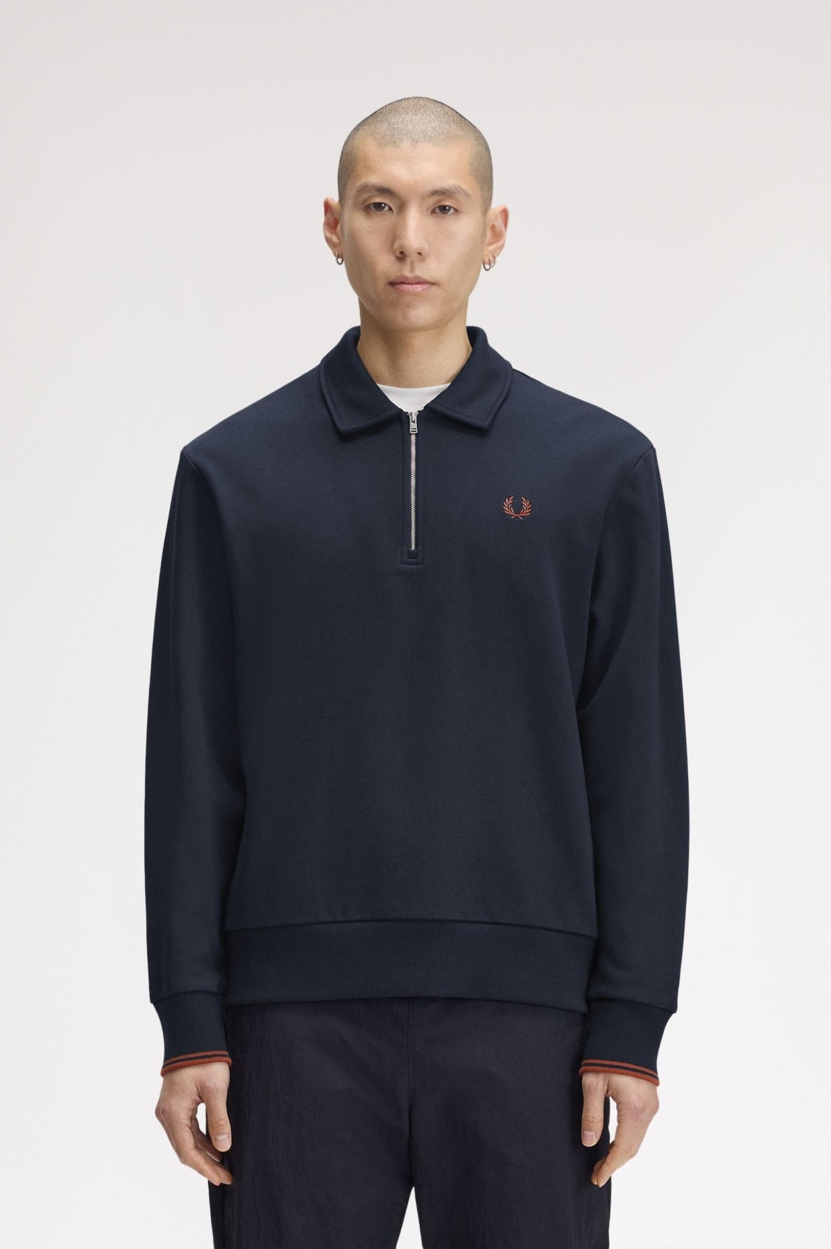 FRED PERRY HALF ZIP COLLARED SWEATSHIRT en color AZUL (1)
