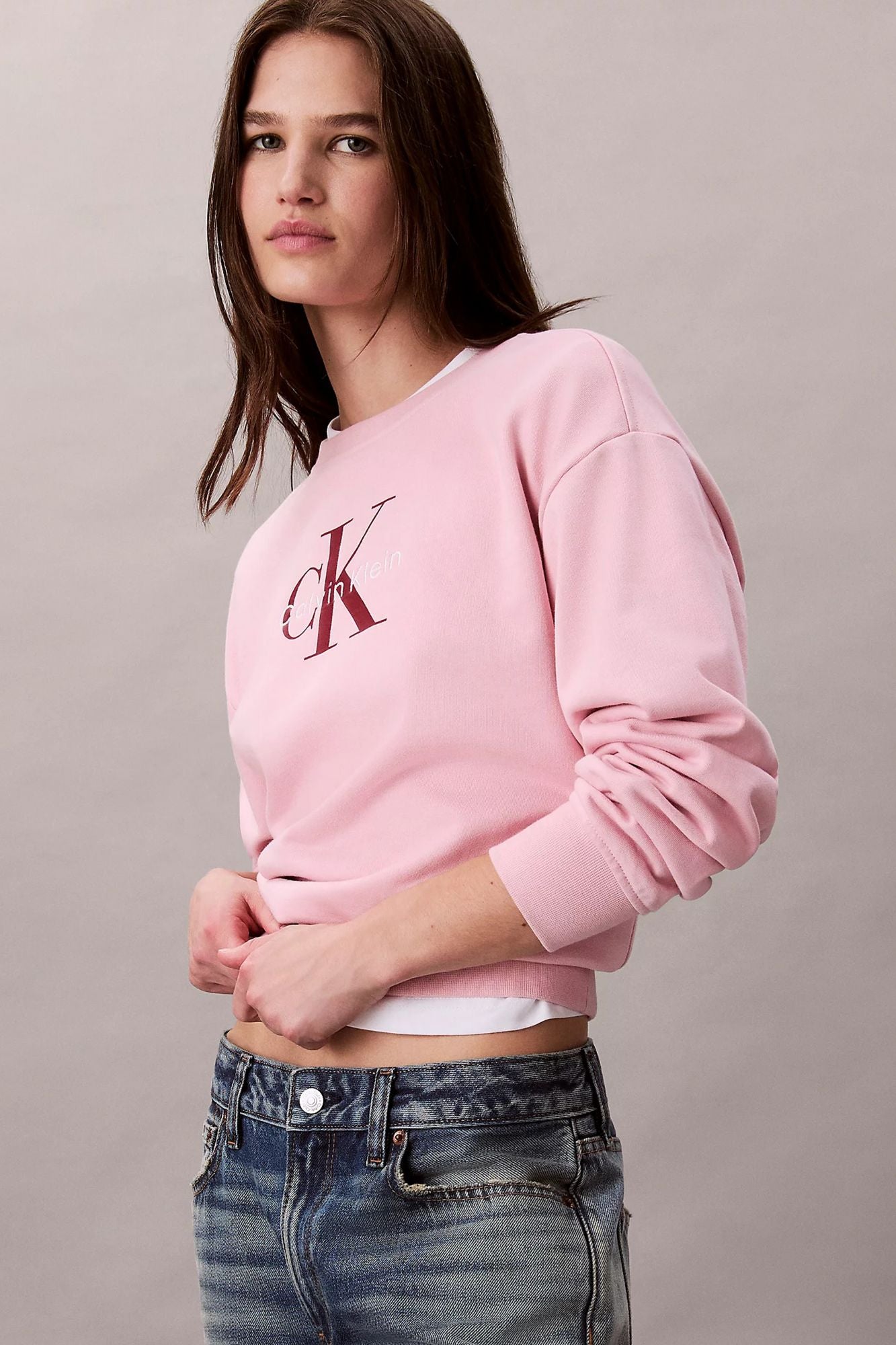 CALVIN KLEIN LS MONOLOGO FRENCH TERRY en color ROSA (2)