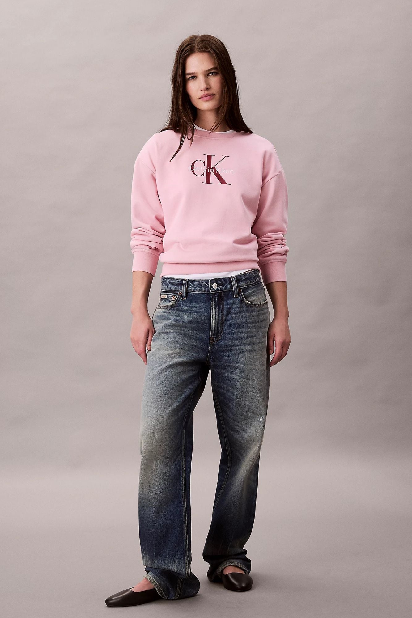 CALVIN KLEIN LS MONOLOGO FRENCH TERRY en color ROSA (4)