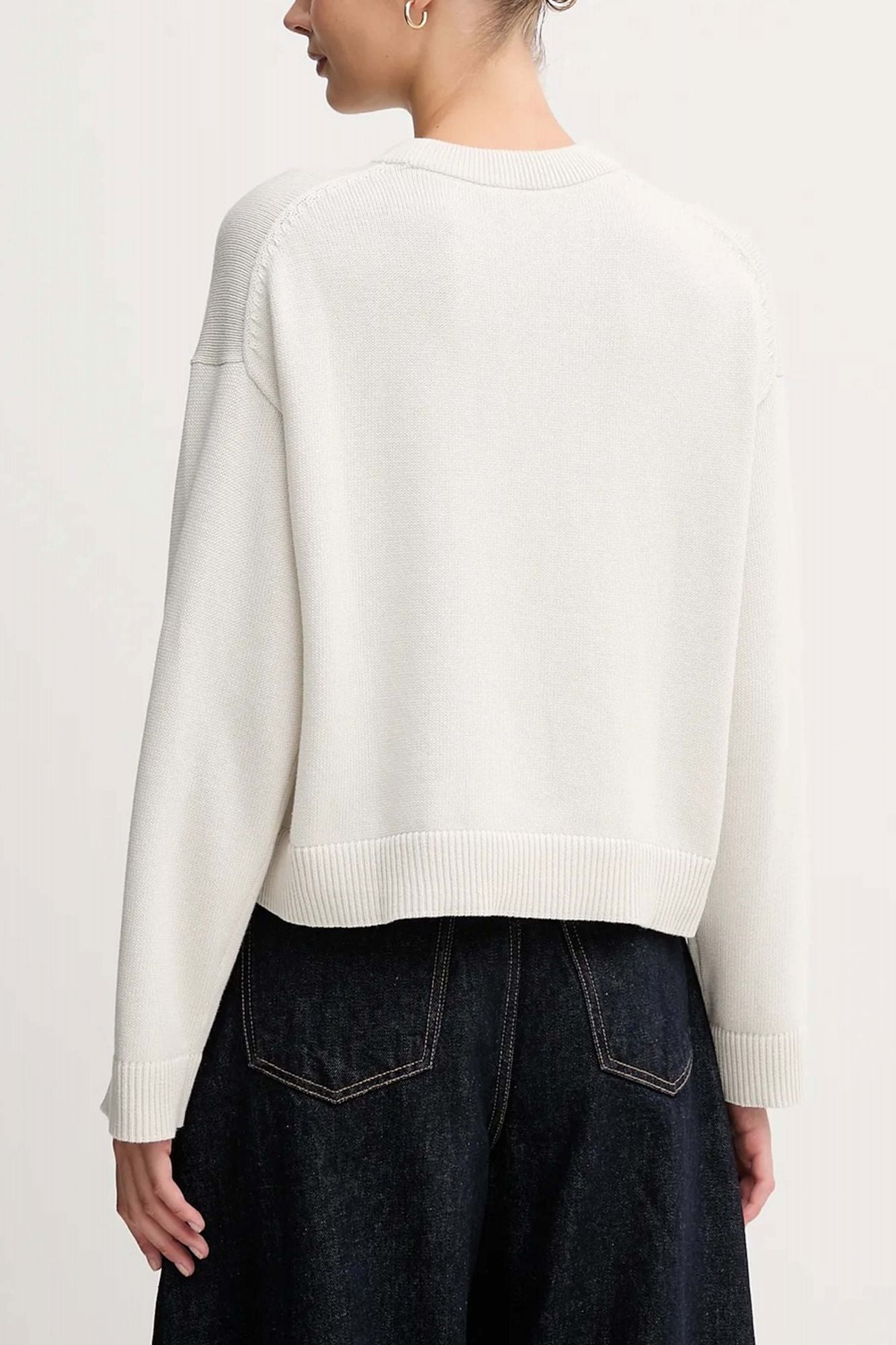 CALVIN KLEIN SMOOTH COTTON MONOGRAM SWEATER en color BLANCO (2)