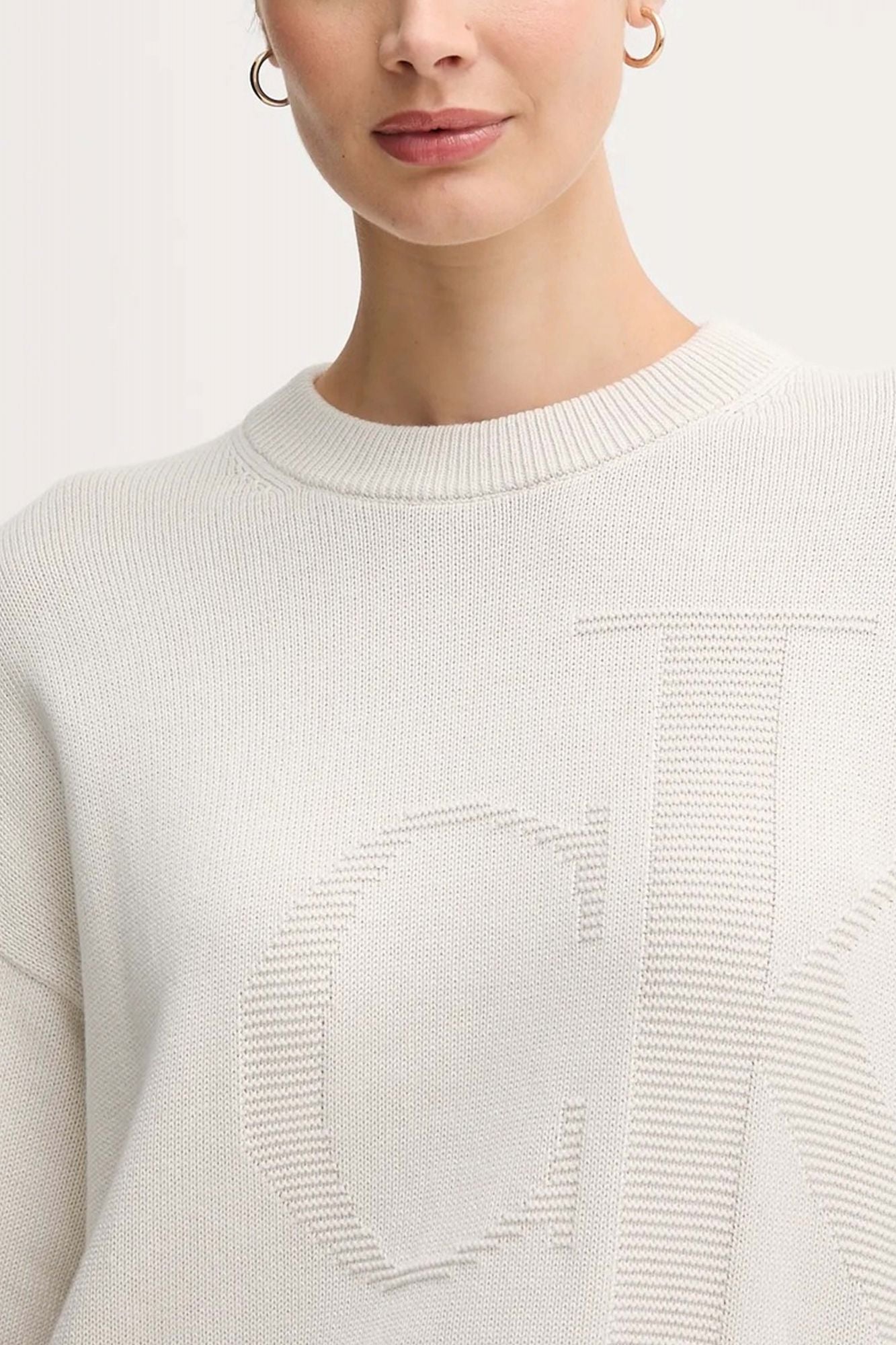 CALVIN KLEIN SMOOTH COTTON MONOGRAM SWEATER en color BLANCO (3)