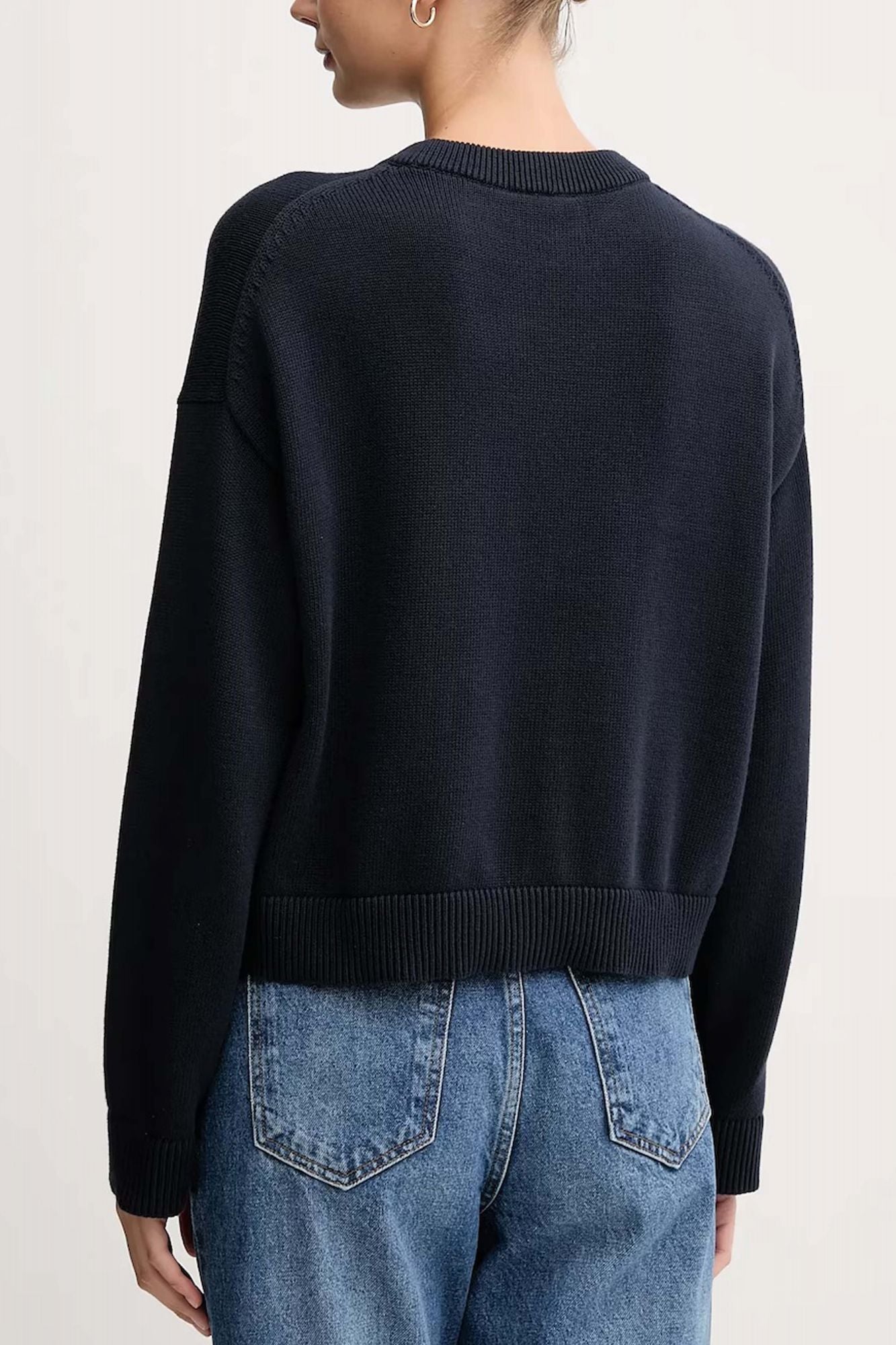 CALVIN KLEIN SMOOTH COTTON MONOGRAM SWEATER en color AZUL (2)
