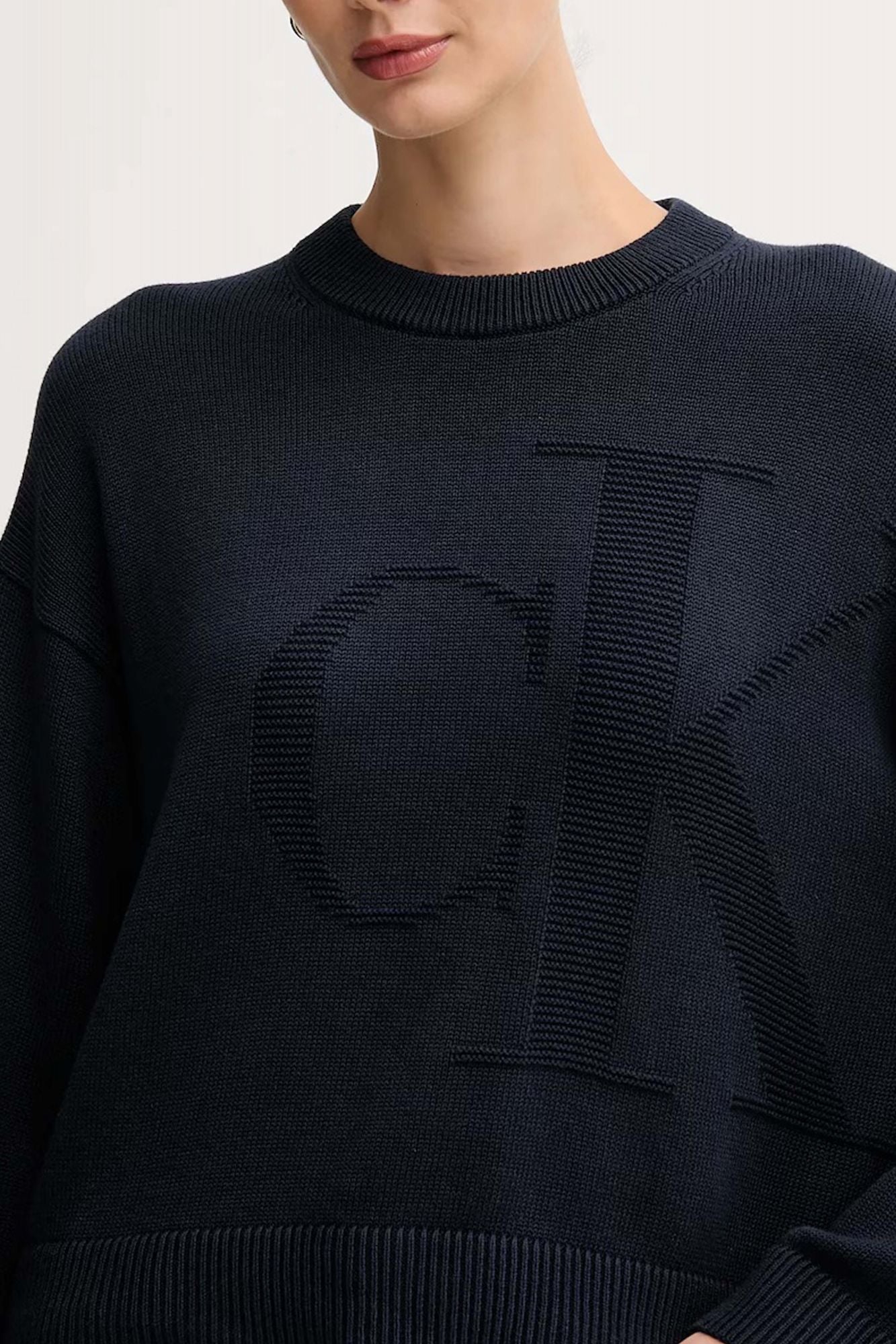 CALVIN KLEIN SMOOTH COTTON MONOGRAM SWEATER en color AZUL (3)