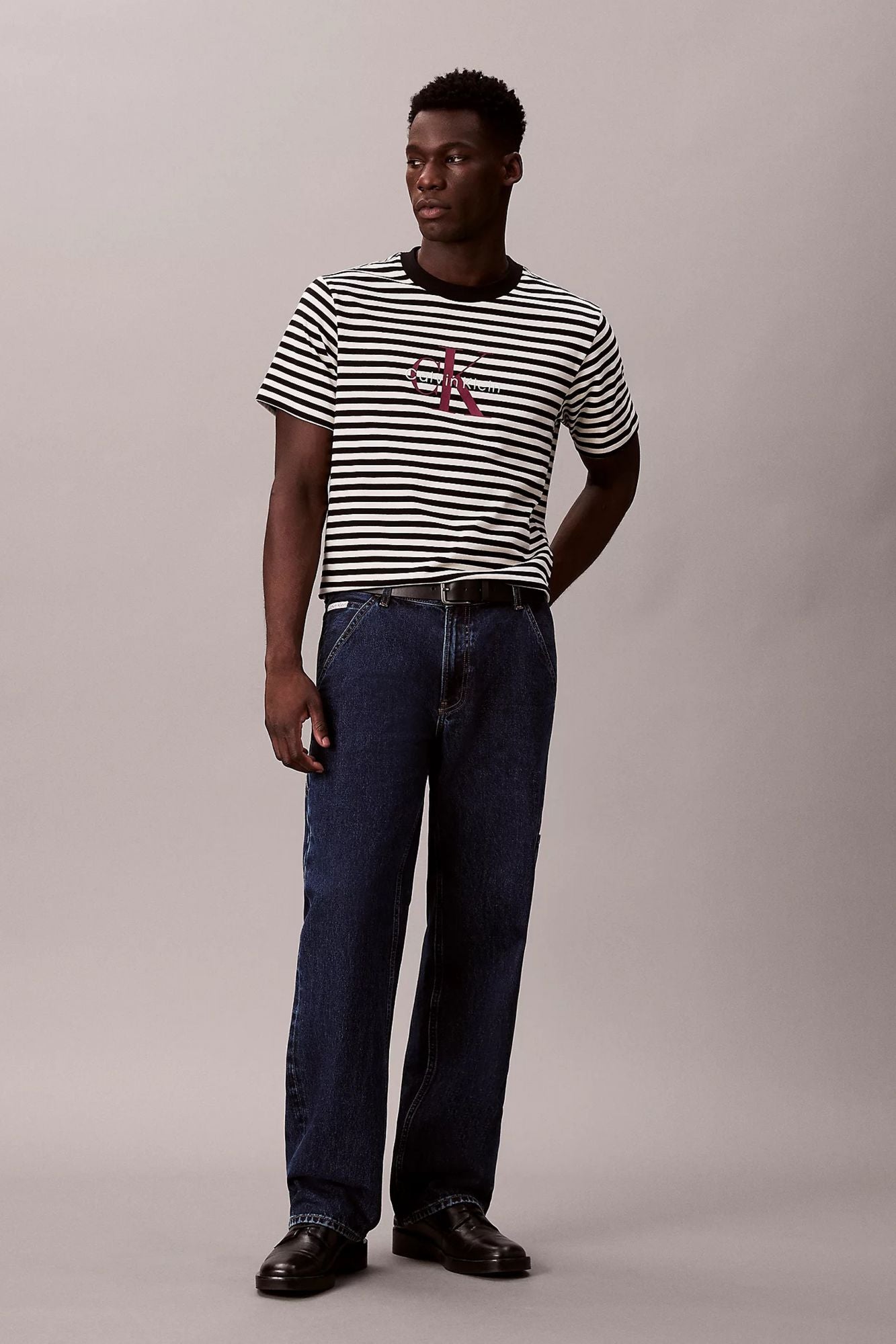 CALVIN KLEIN SS 20S STRIPE JERSEY MON en color NEGRO (4)