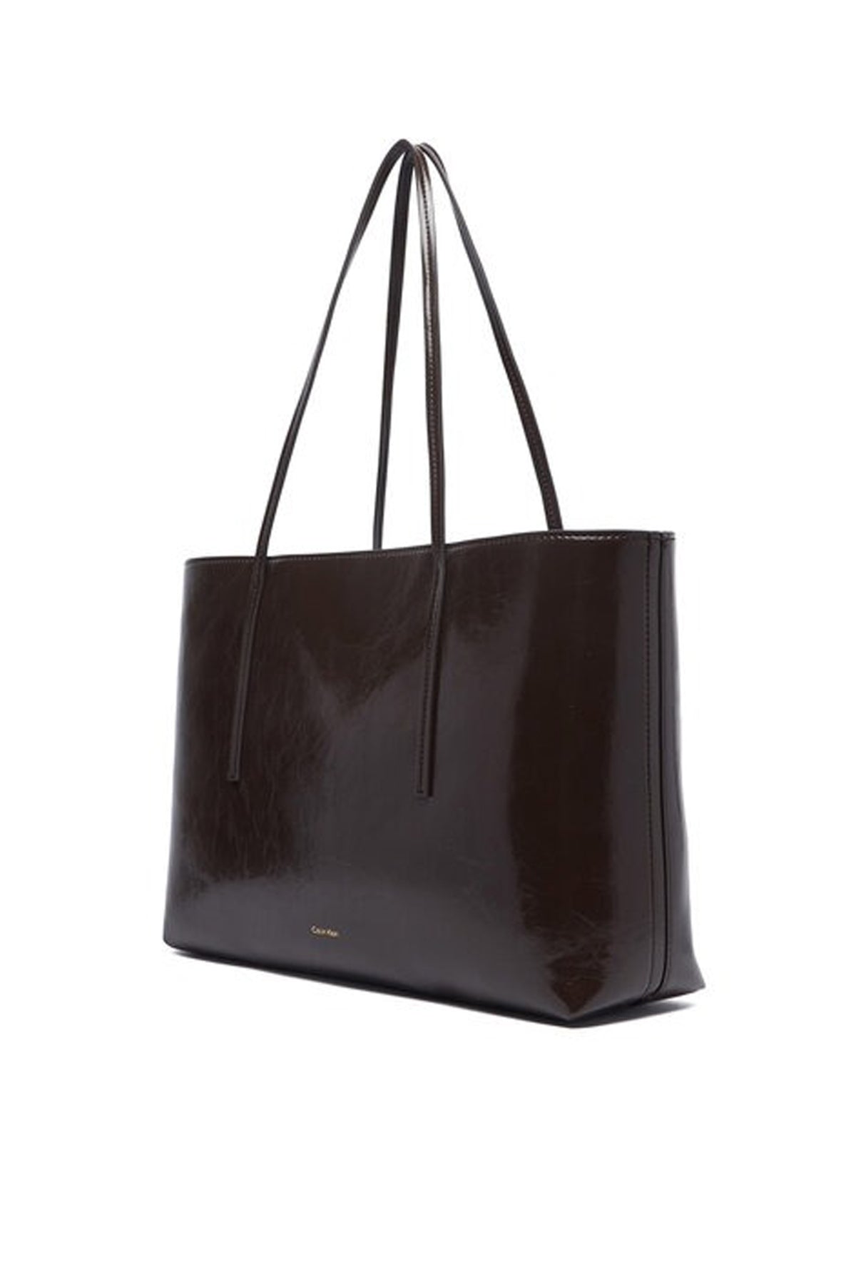 CALVIN KLEIN LV04F3537G FOIL LOGO GLOSSY TOTE PO en color MARRON (2)