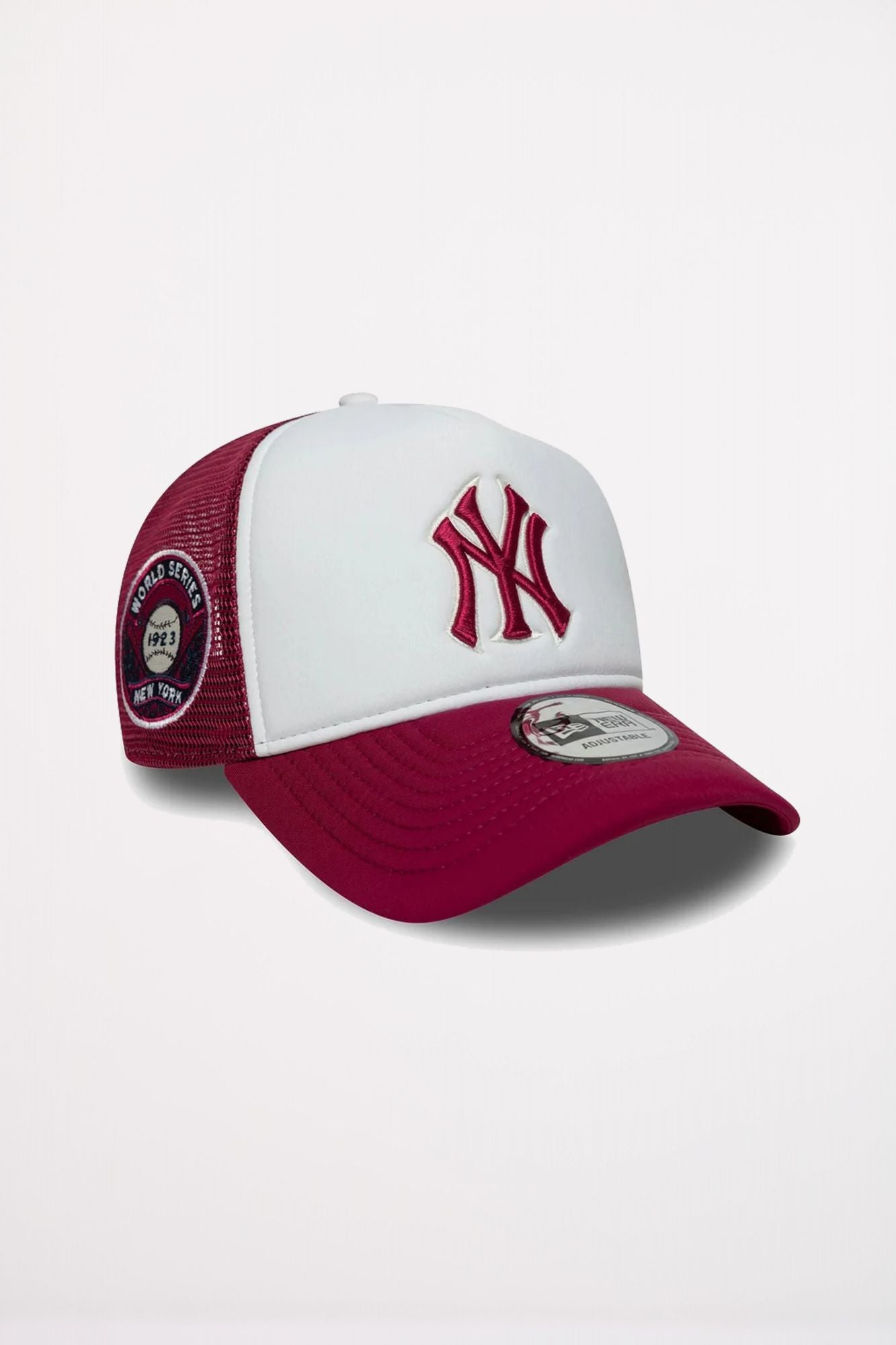 NEW ERA NEW YORK YANKEES MLB WORLD SERIES DARK RED 9FORTY E-FRAME TRUCKE en color BLANCO (1)