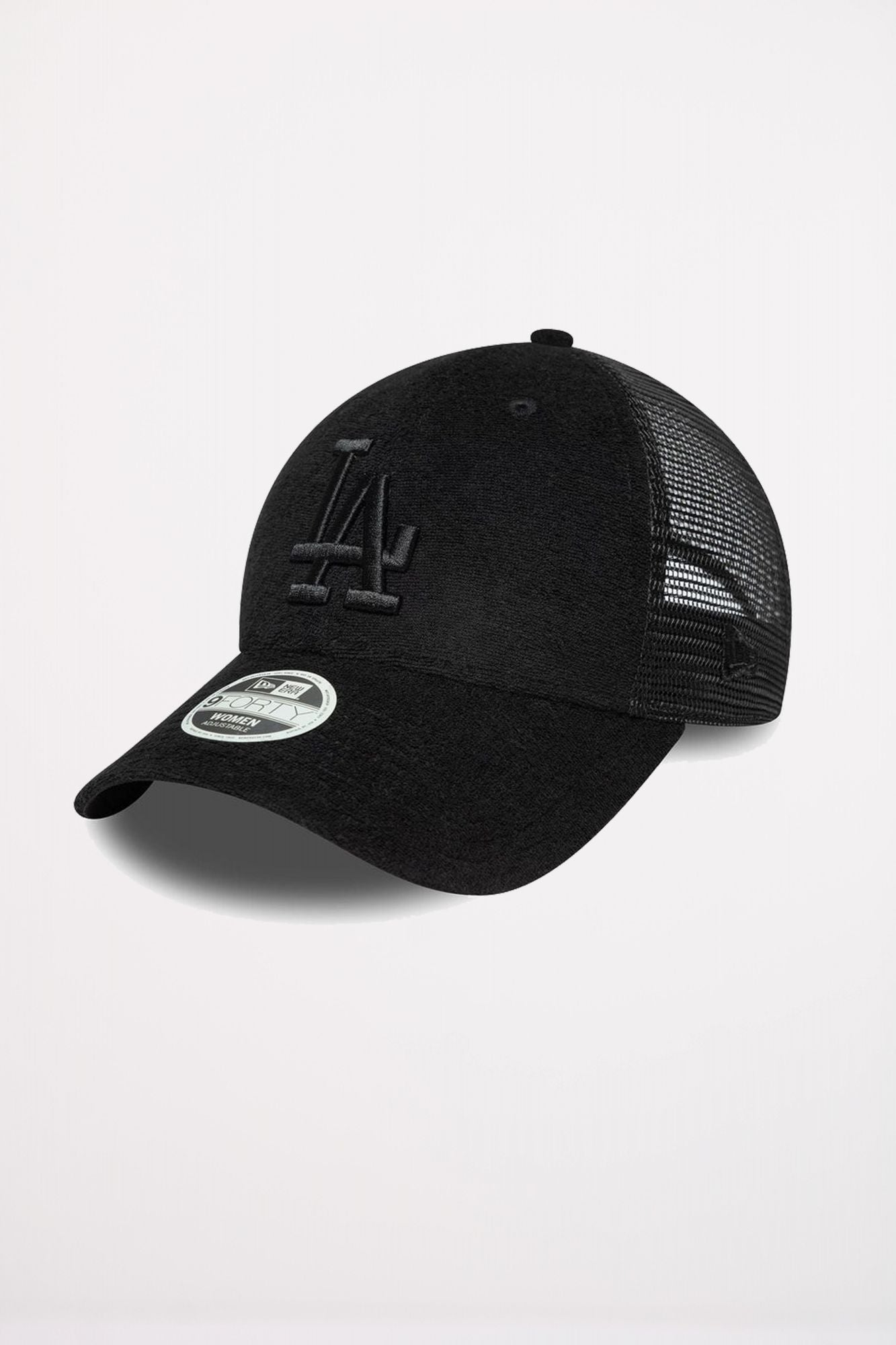 NEW ERA LA DODGERS WOMENS FABRIC BLACK 9FORTY TRUCKER ADJUSTABLE CAP en color NEGRO (1)