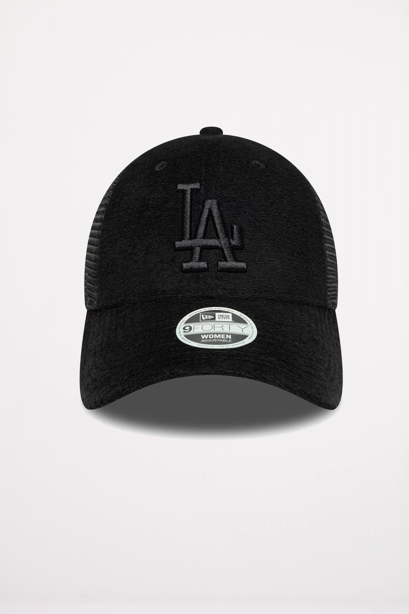 NEW ERA LA DODGERS WOMENS FABRIC BLACK 9FORTY TRUCKER ADJUSTABLE CAP en color NEGRO (2)