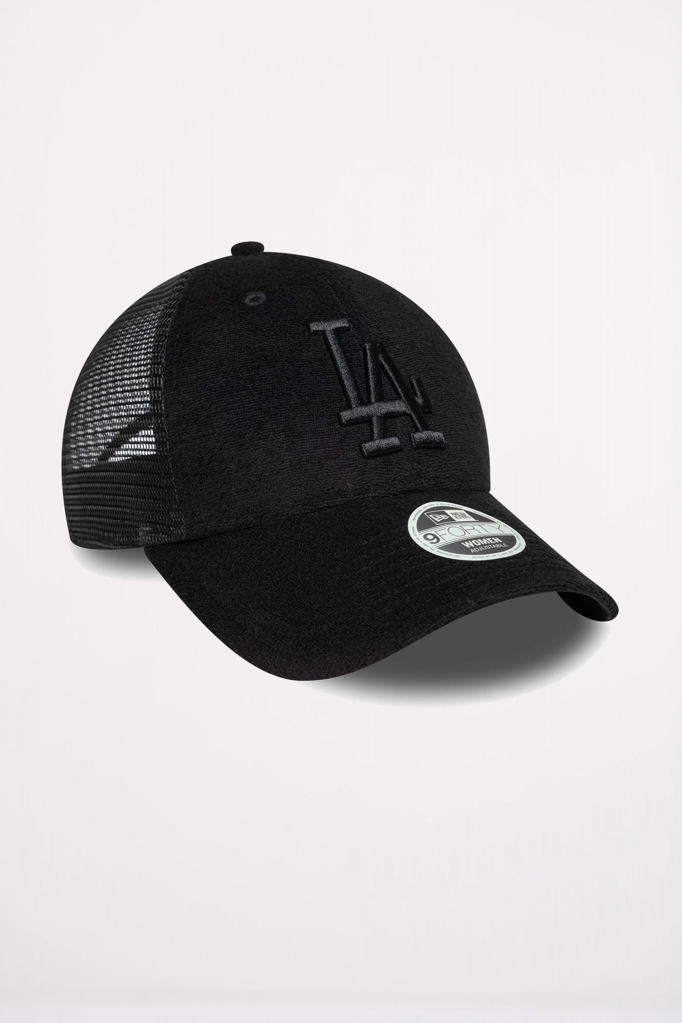 NEW ERA LA DODGERS WOMENS FABRIC BLACK 9FORTY TRUCKER ADJUSTABLE CAP en color NEGRO (3)