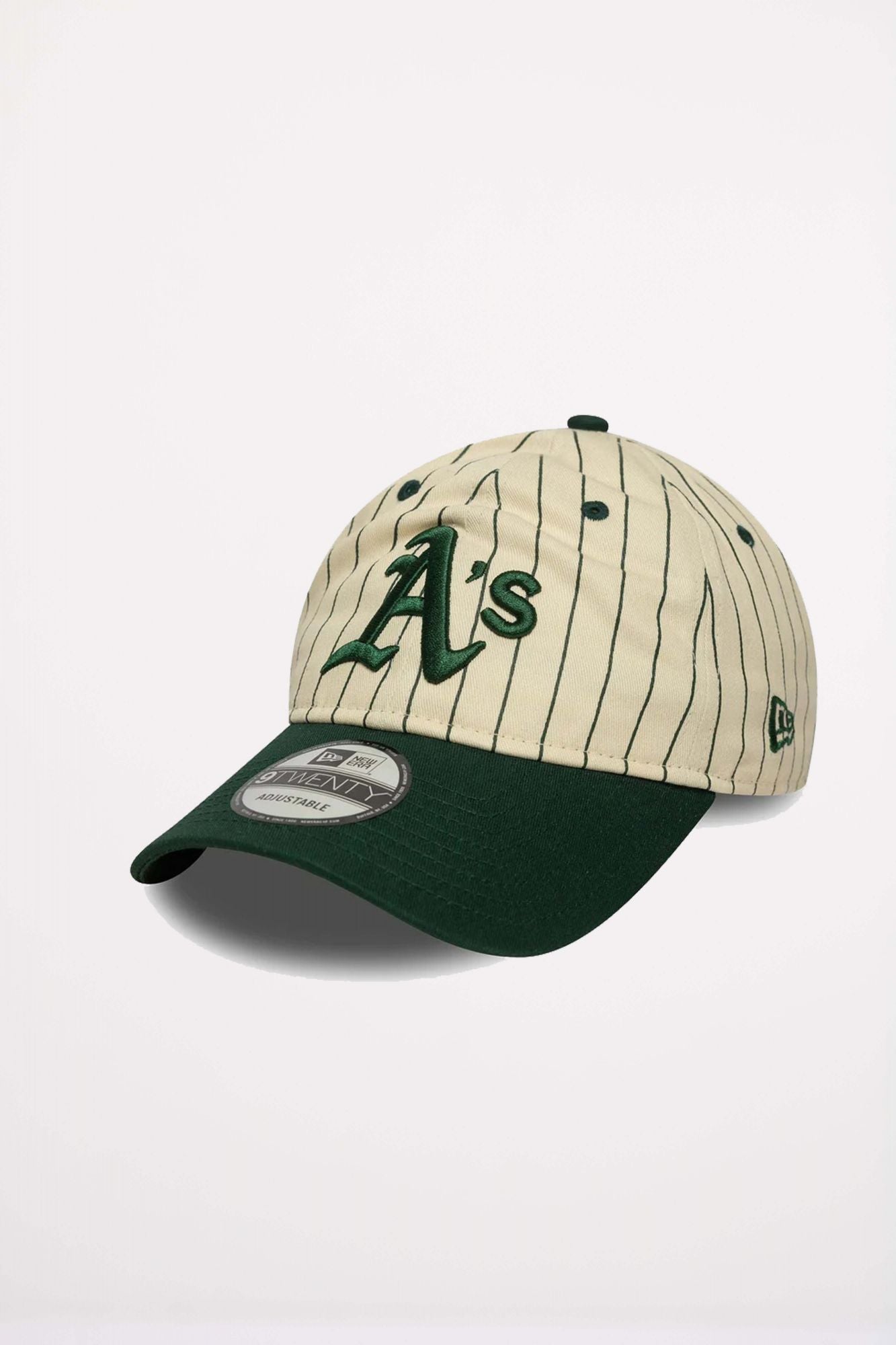NEW ERA OAKLAND ATHLETICS MLB PINSTRIPE DARK GREEN 9TWENTY en color BEIS (1)