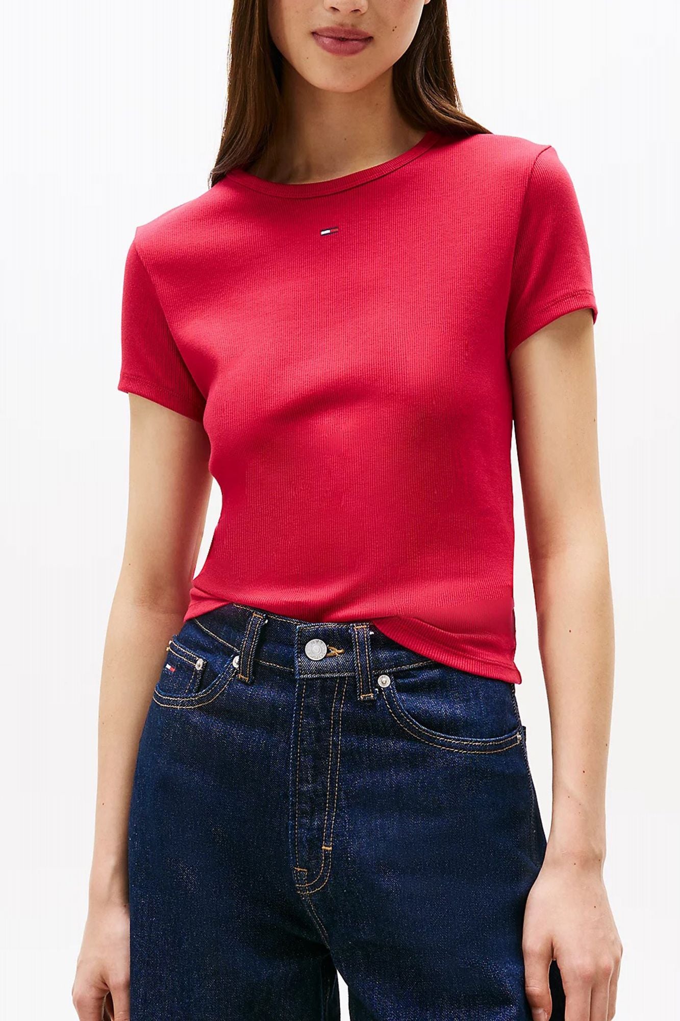 TOMMY JEANS TJW SLIM ESSENTIAL RIB S en color ROSA (1)