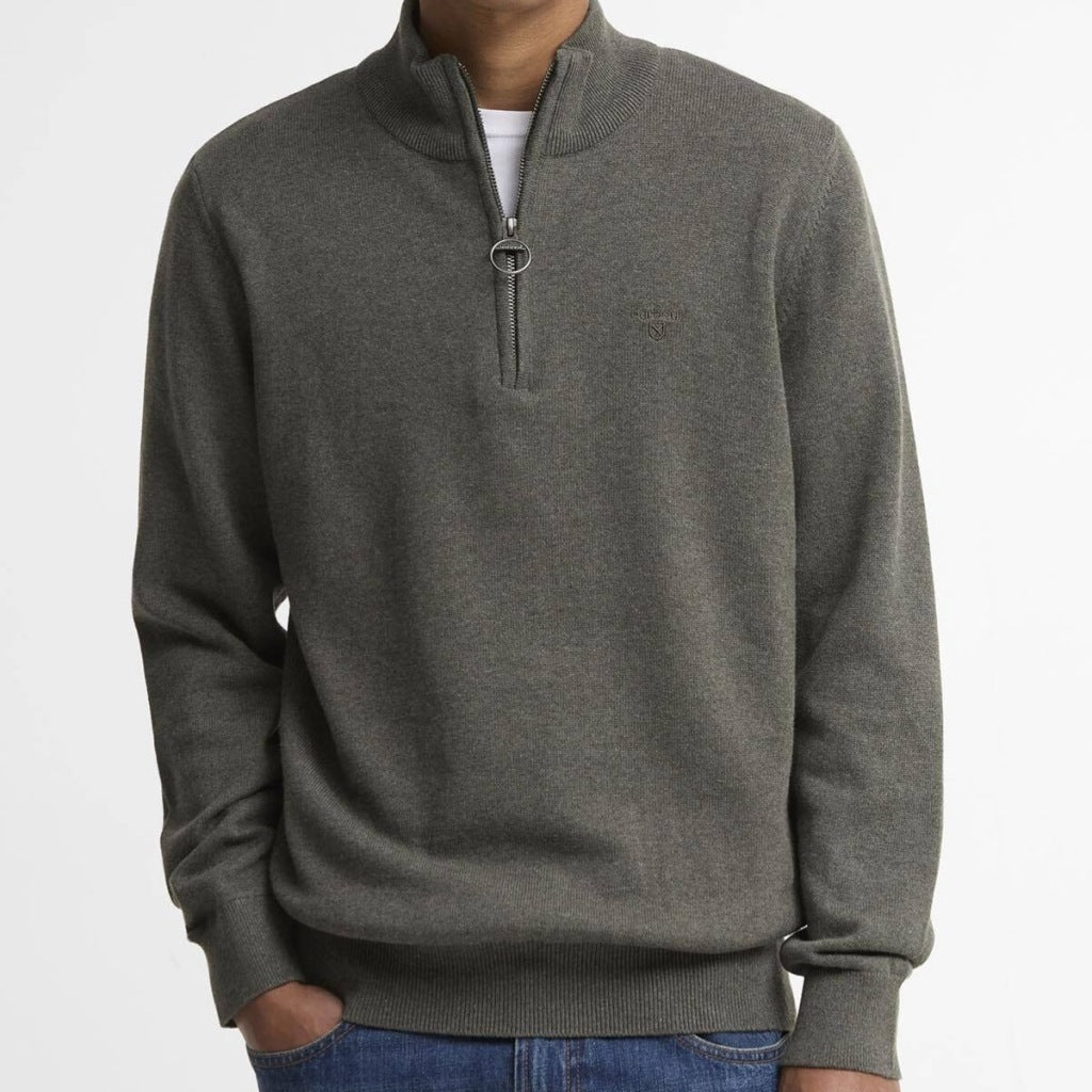 BARBOUR MKN1074OL91 COTTON HALF KNITTED en color GRIS (2)