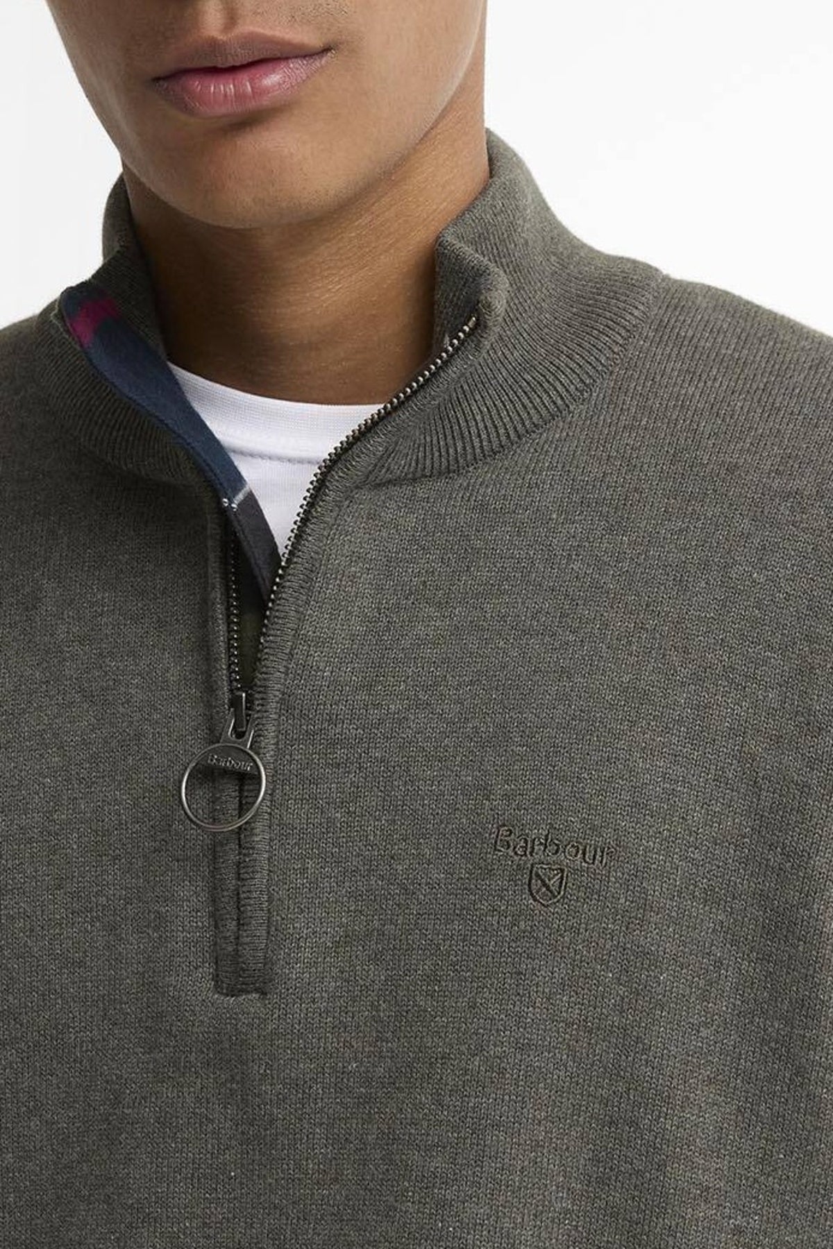 BARBOUR COTTON HALF ZIP MKN1074OL91 en color GRIS (3)