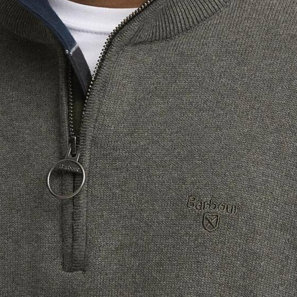 BARBOUR MKN1074OL91 COTTON HALF KNITTED en color GRIS (4)
