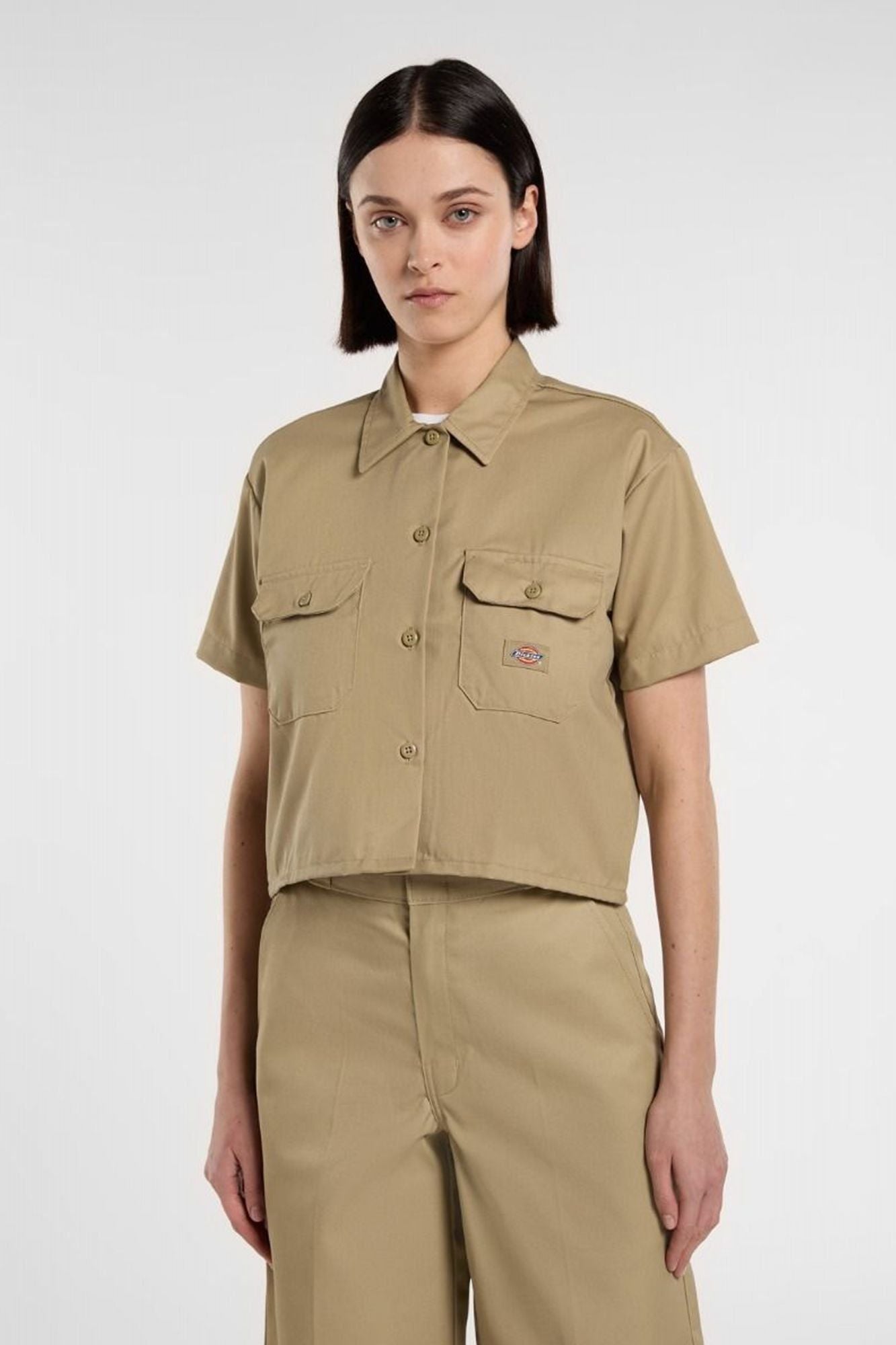 DICKIES WORK SHIRT CROPPED en color VERDE (1)
