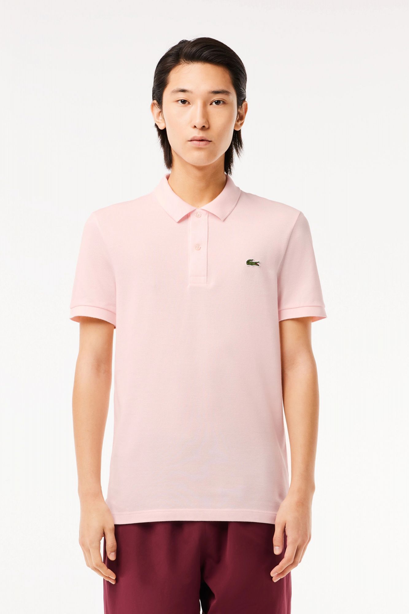 LACOSTE L1212 SHORT SLEEVED RIBBED COLLAR S en color ROSA (1)