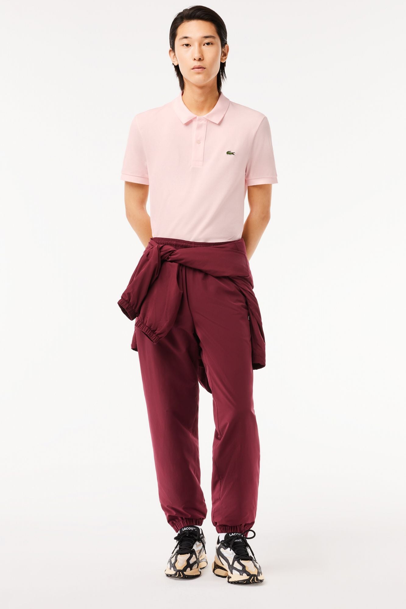 LACOSTE L1212 SHORT SLEEVED RIBBED COLLAR S en color ROSA (4)