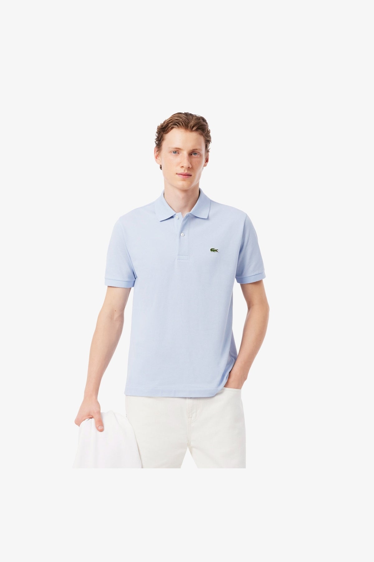 LACOSTE L1212 SHORT SLEEVED RIBBED COLLAR S en color AZUL (3)