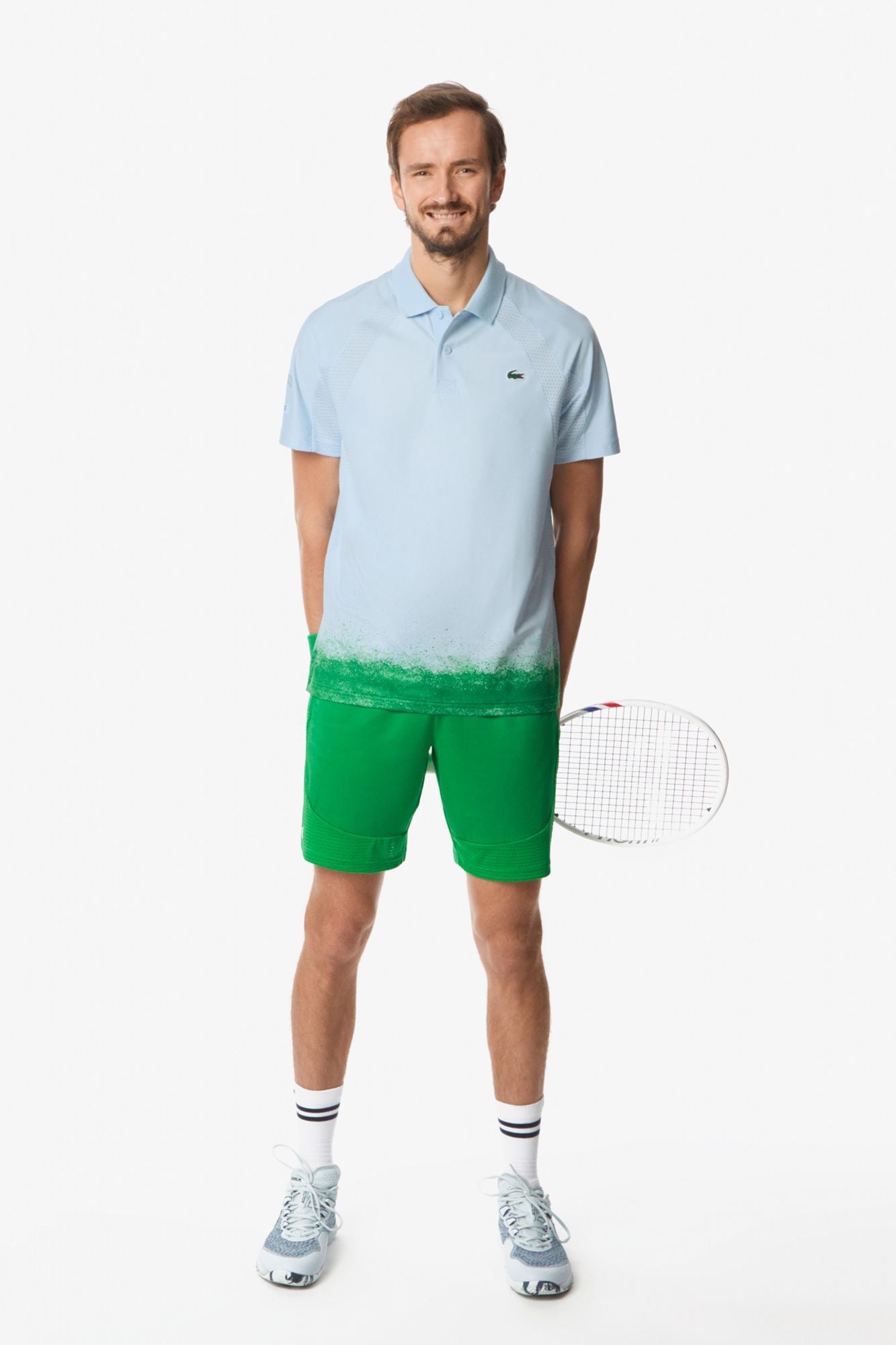 LACOSTE SHORT SLEEVED RIBBED COLLAR en color AZUL (4)