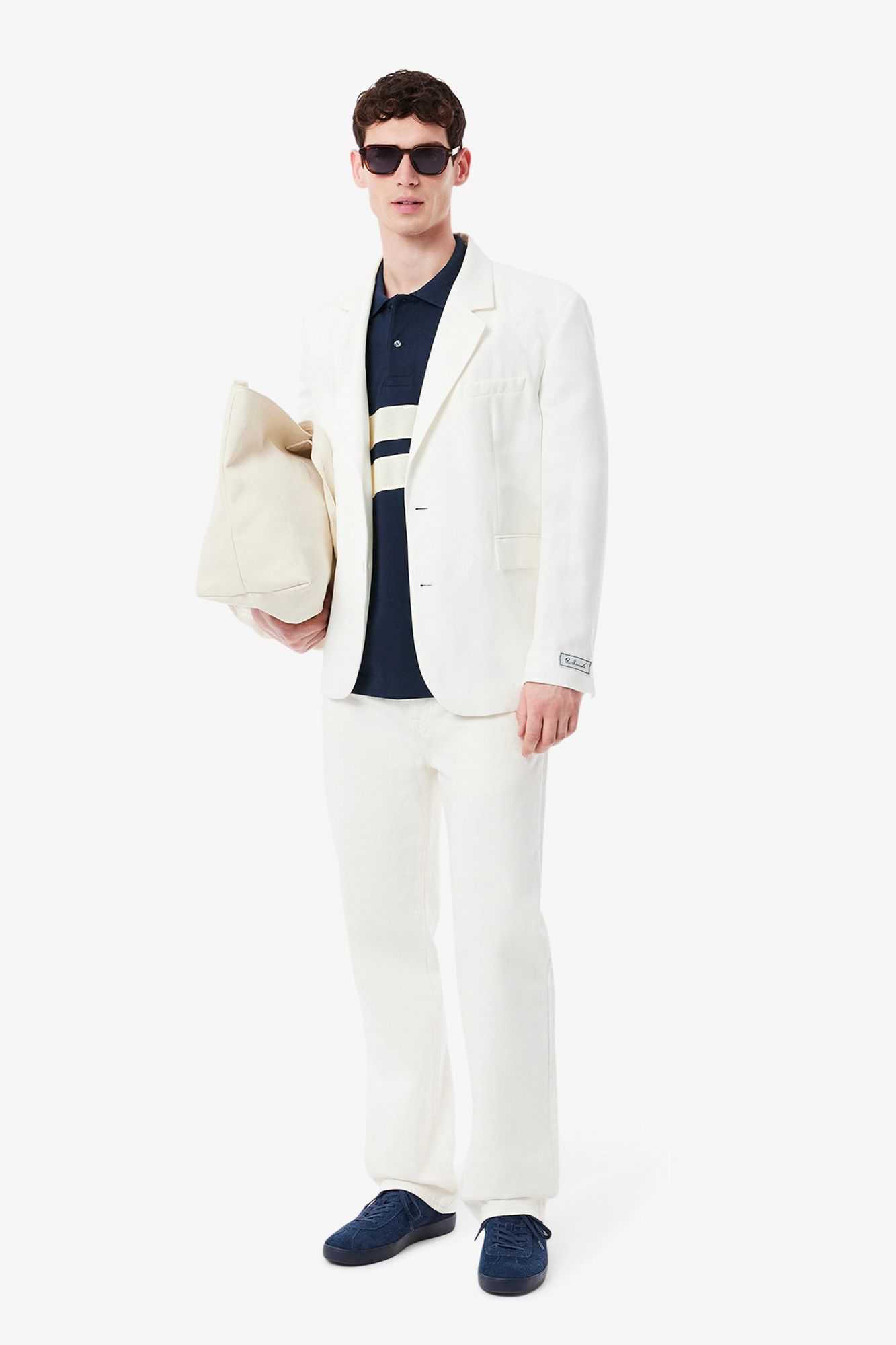 LACOSTE SHORT SLEEVED RIBBED COLLAR en color AZUL (4)