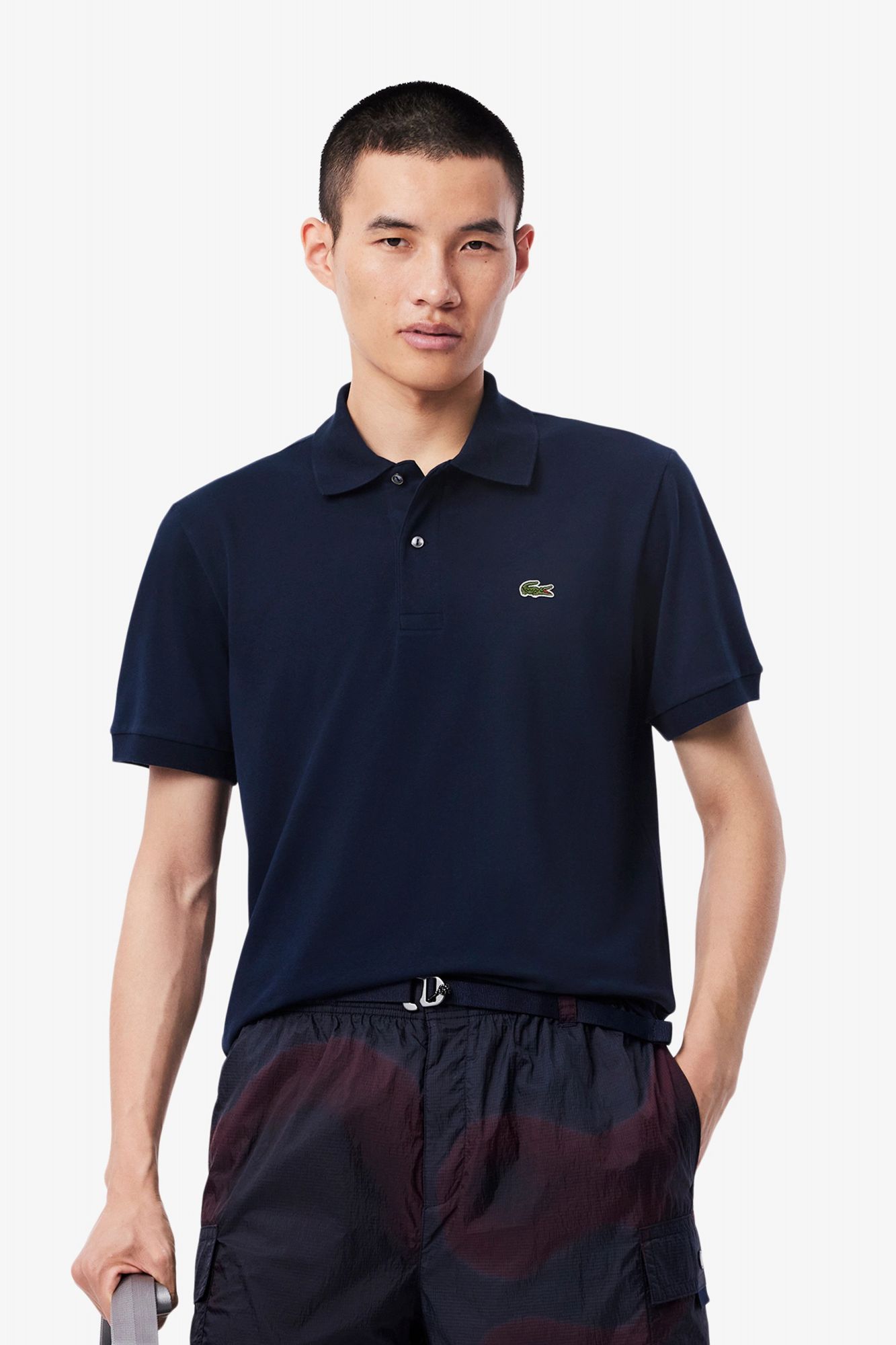 LACOSTE SHORT SLEEVED RIBBED COLLAR en color AZUL (1)