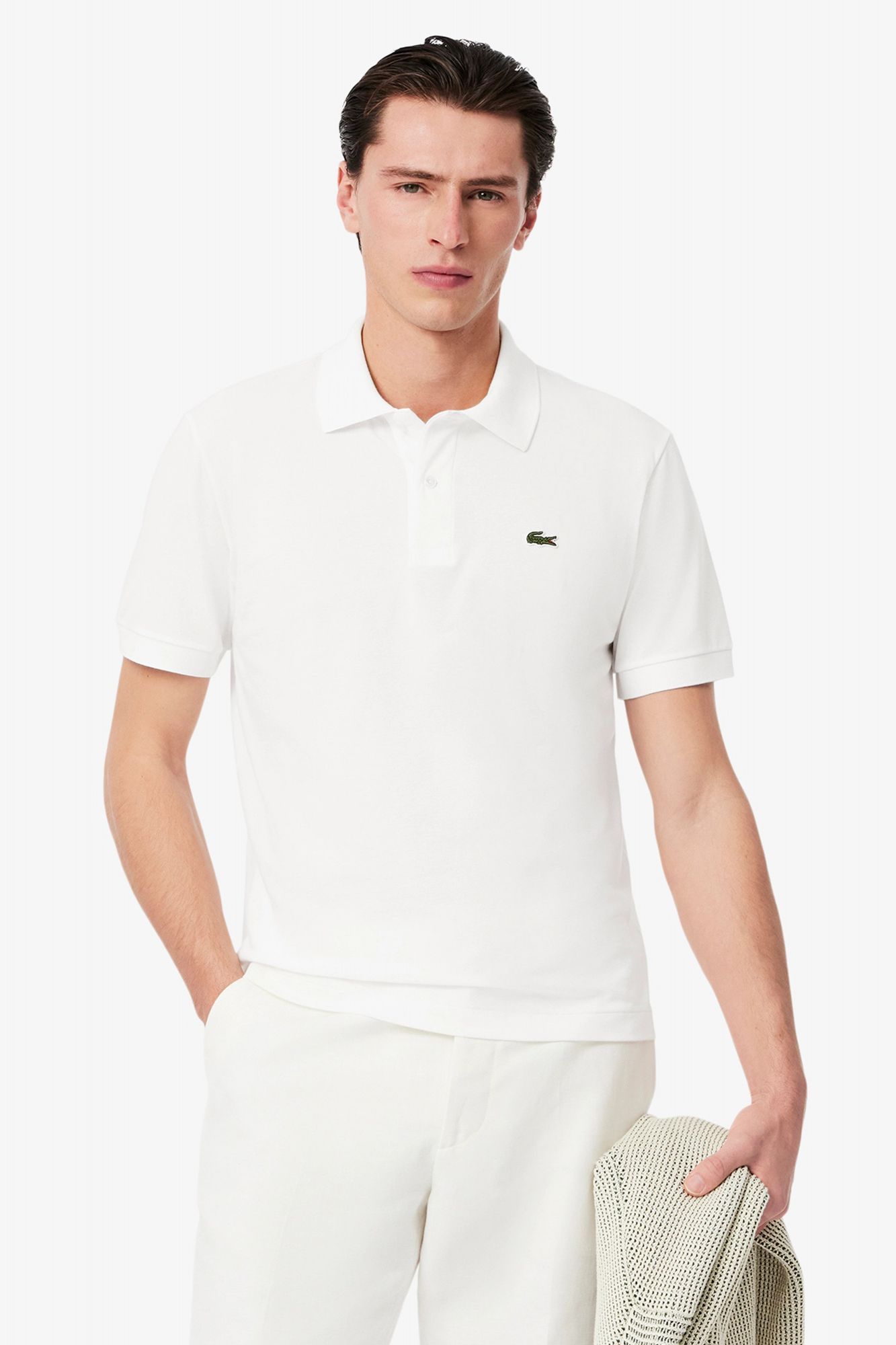LACOSTE SHORT SLEEVED RIBBED COLLAR en color BLANCO (1)