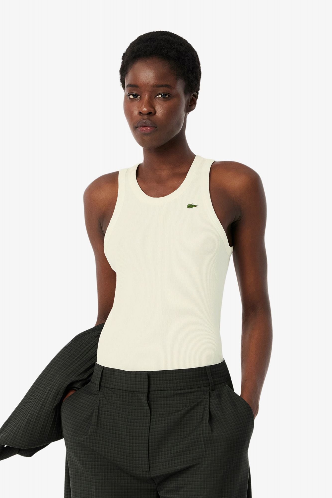 LACOSTE SLIM FIT COTTON TANK TOP en color BLANCO (1)