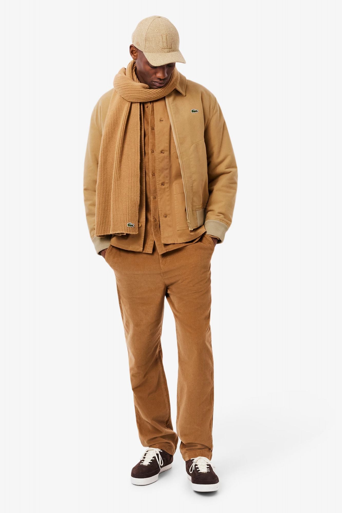 LACOSTE PADDED MOLESKIN JACKET en color MARRON CLARO (4)