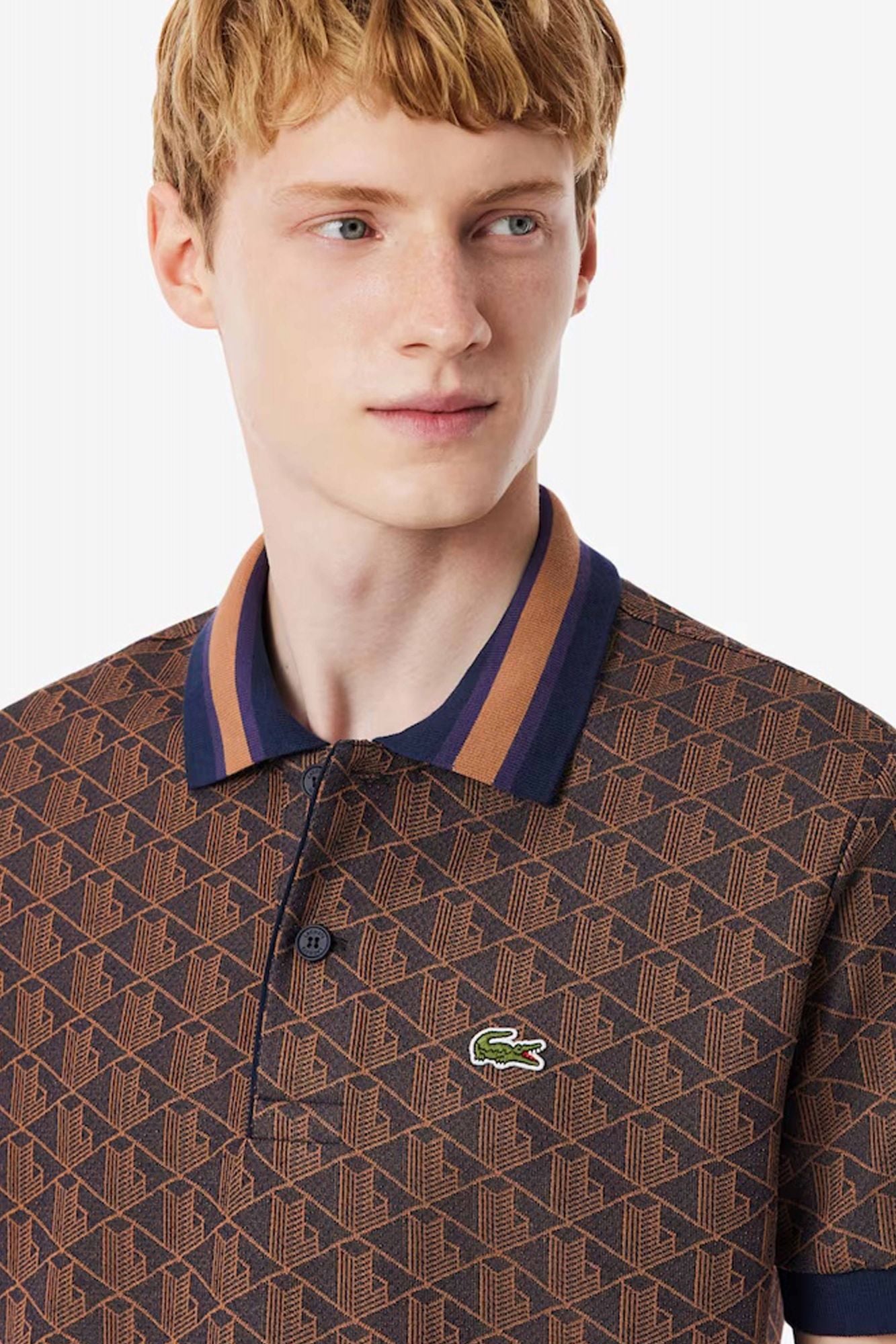 LACOSTE CLASSIC FIT MONOGRAM POLO en color MARRON (4)